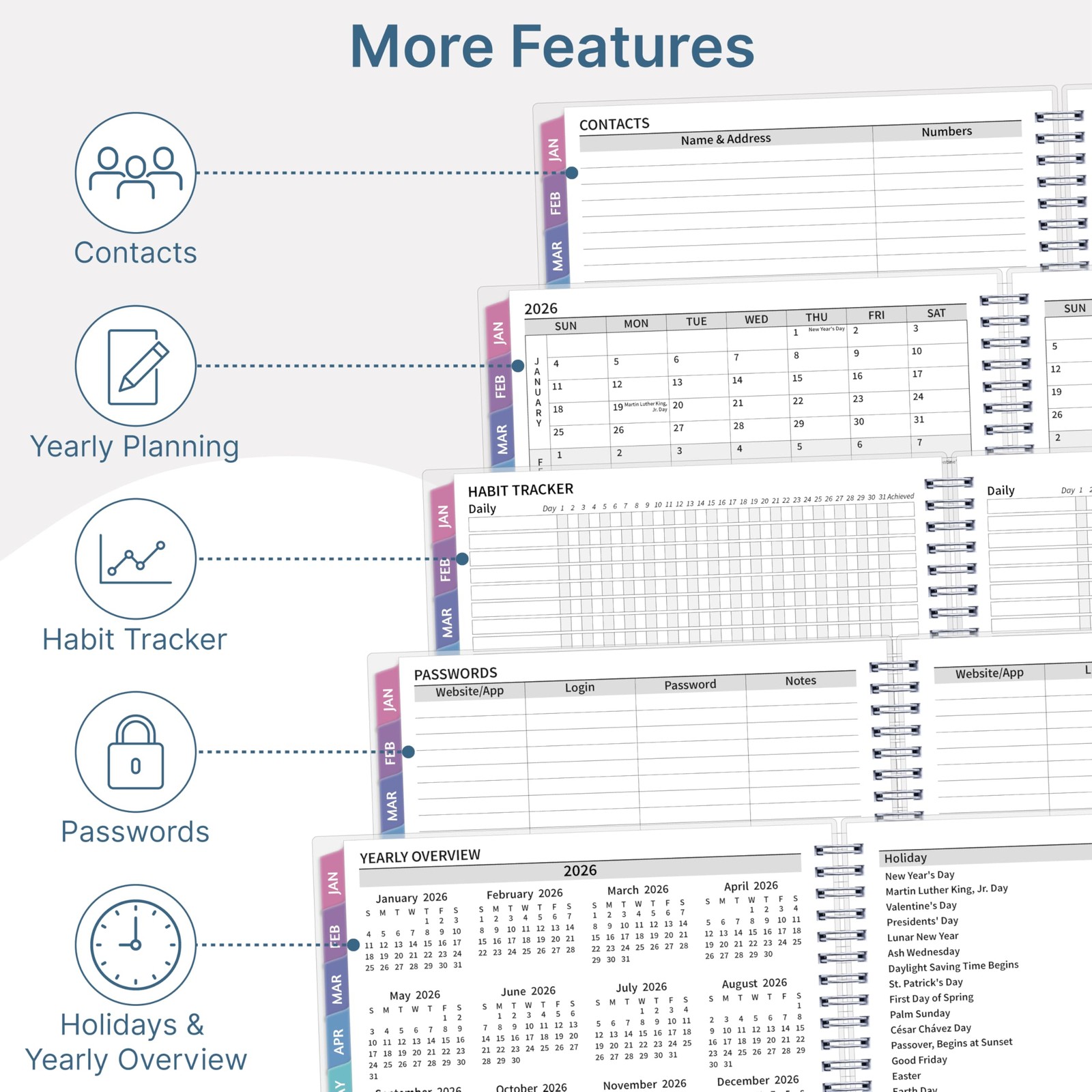 2026 Appointment Book, 30 Minutes-Hourly, Weekly ＆ Monthly Calendar Planner 2…