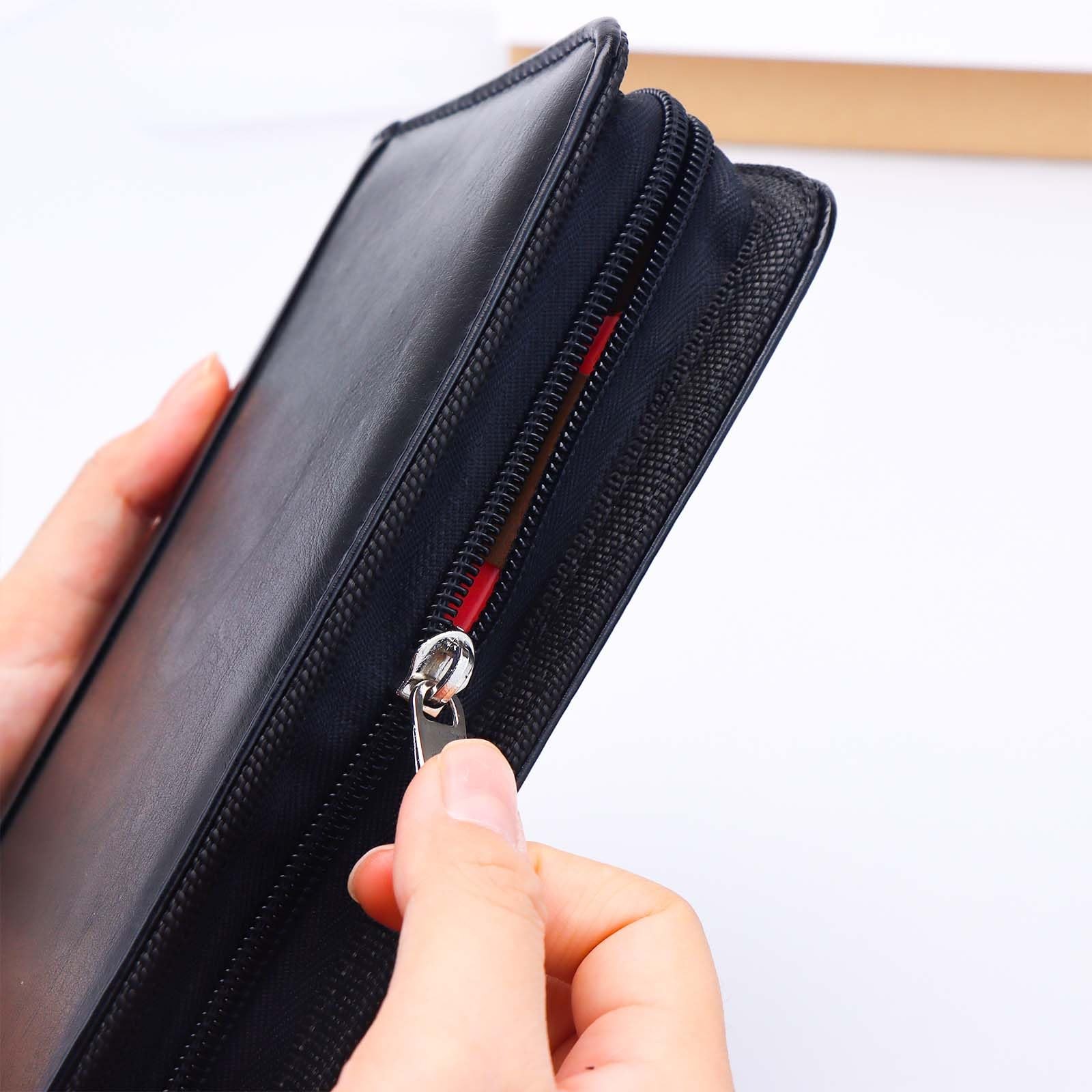 Black A6 Budget Binder Zipper PU Leather Binders Cover A6,