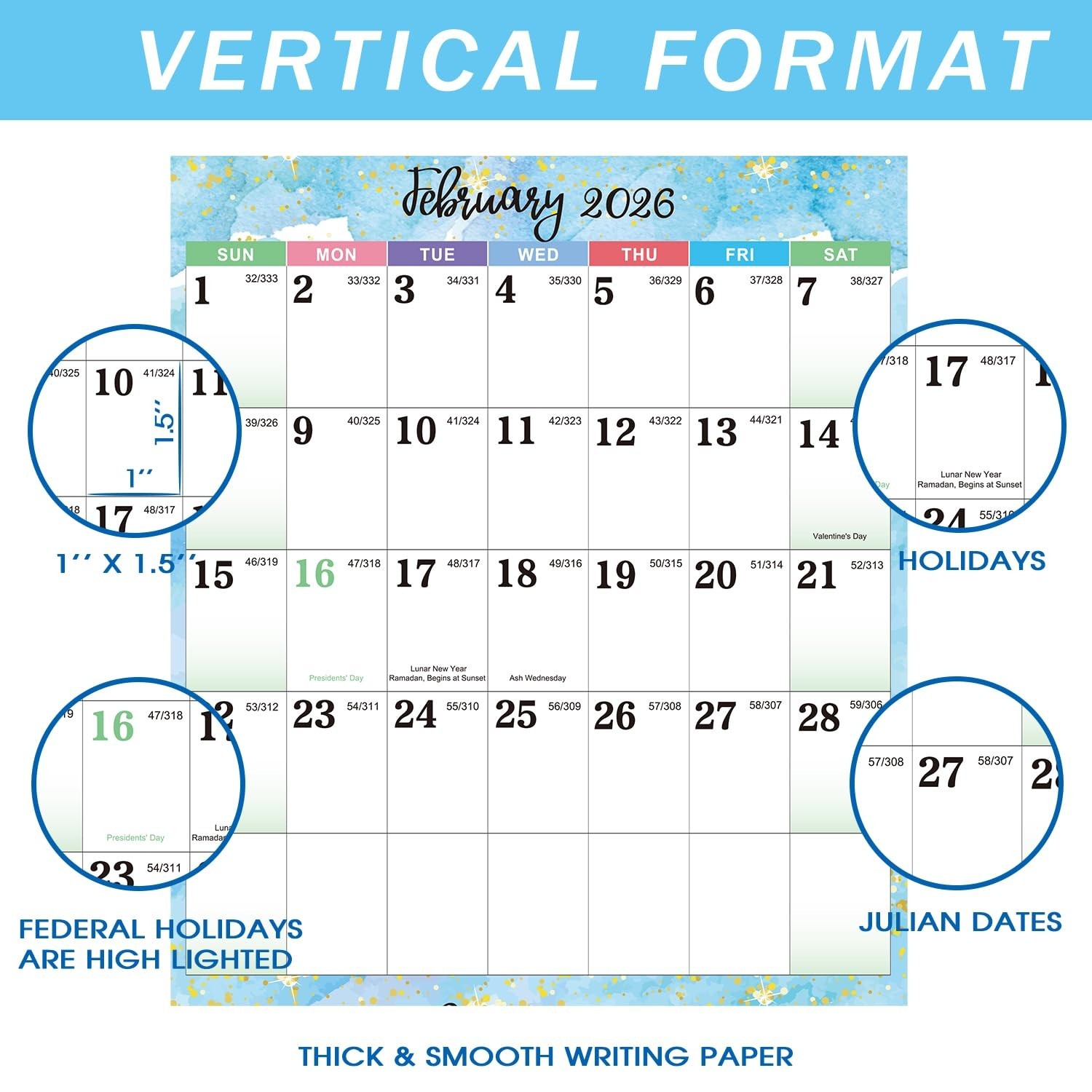 2026 Yearly Wall Calendar – 2026 Calendar (Jan 2026 – Dec 2026), 34.7″ x 22.9…