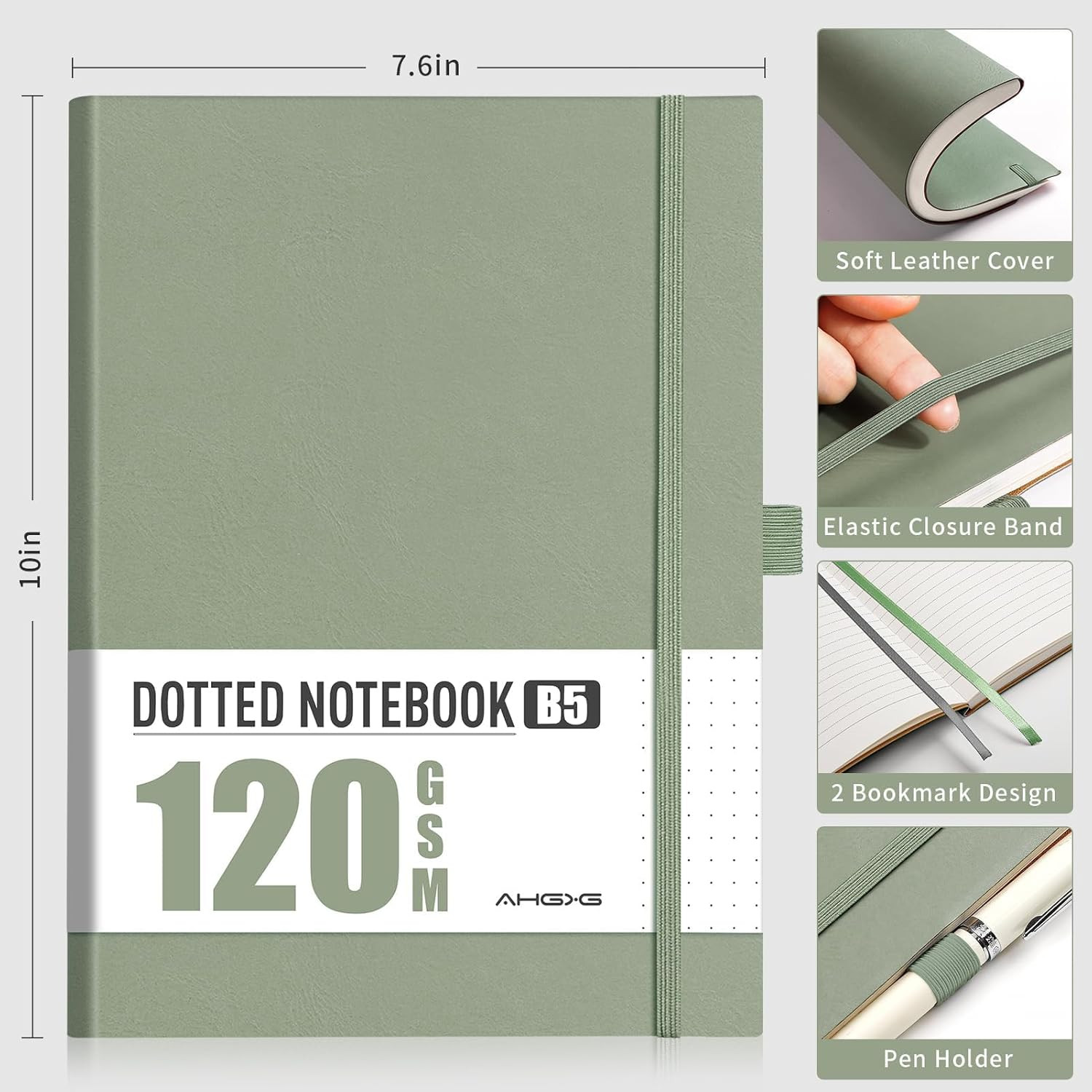 AHGXG Dotted Journal – Dot Grid Notebook Journal, 120 GSM Thick Acid-Free Paper,