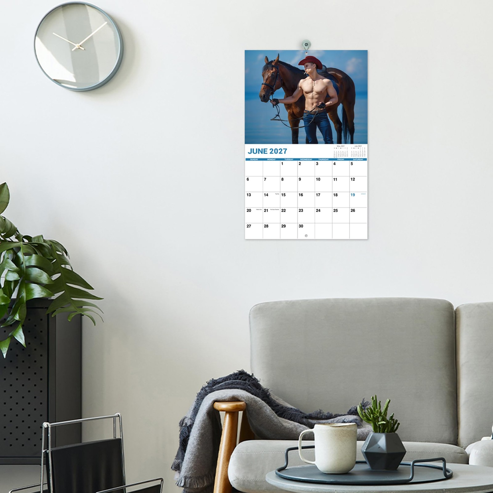 2027 Calendar – Shirtless Cowboys, Wall 2027, Jan. 2027 – 11”x17”