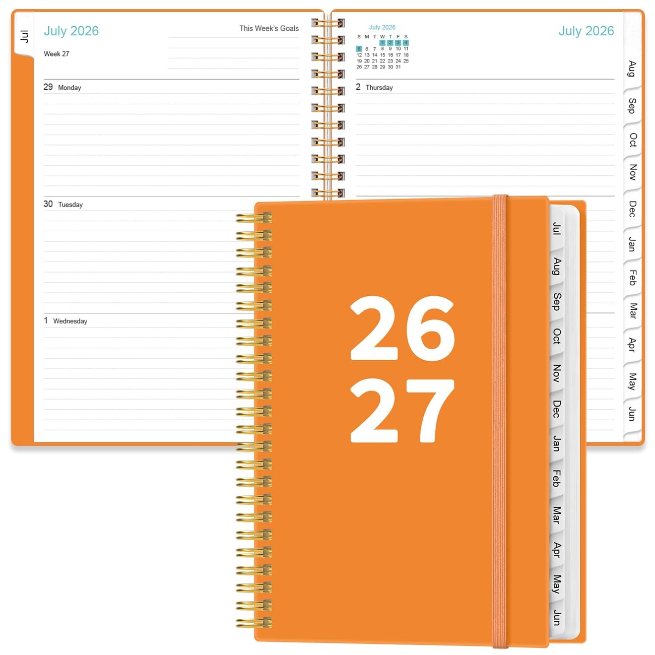 2026-2027 Planner – from July 2026 – 6.4″ x 8.5″, Orange-A