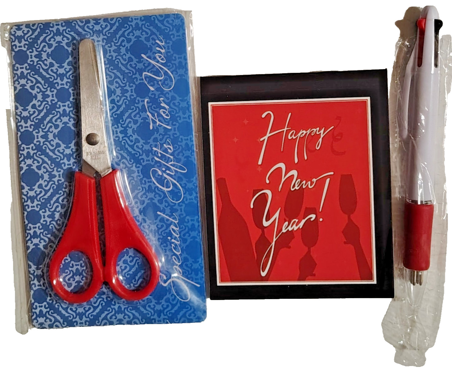 1 mini Pocket Calendar; 1 Scissor & (1) 4 Colors (Black, red, green & blue) Pen