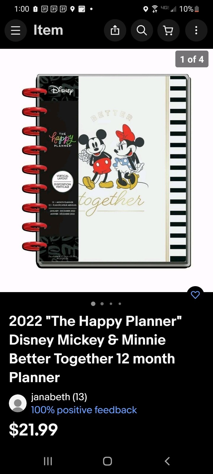 The Happy Planner, Disney; Mickey & Minnie, Classic 12 Month Planner, 2022