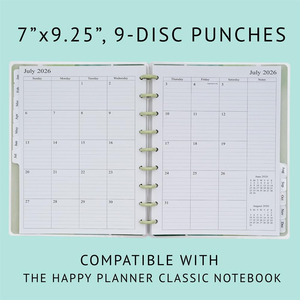 2026-2027 Planner Refills for Happy Classic Size – 7″x9.25″, White