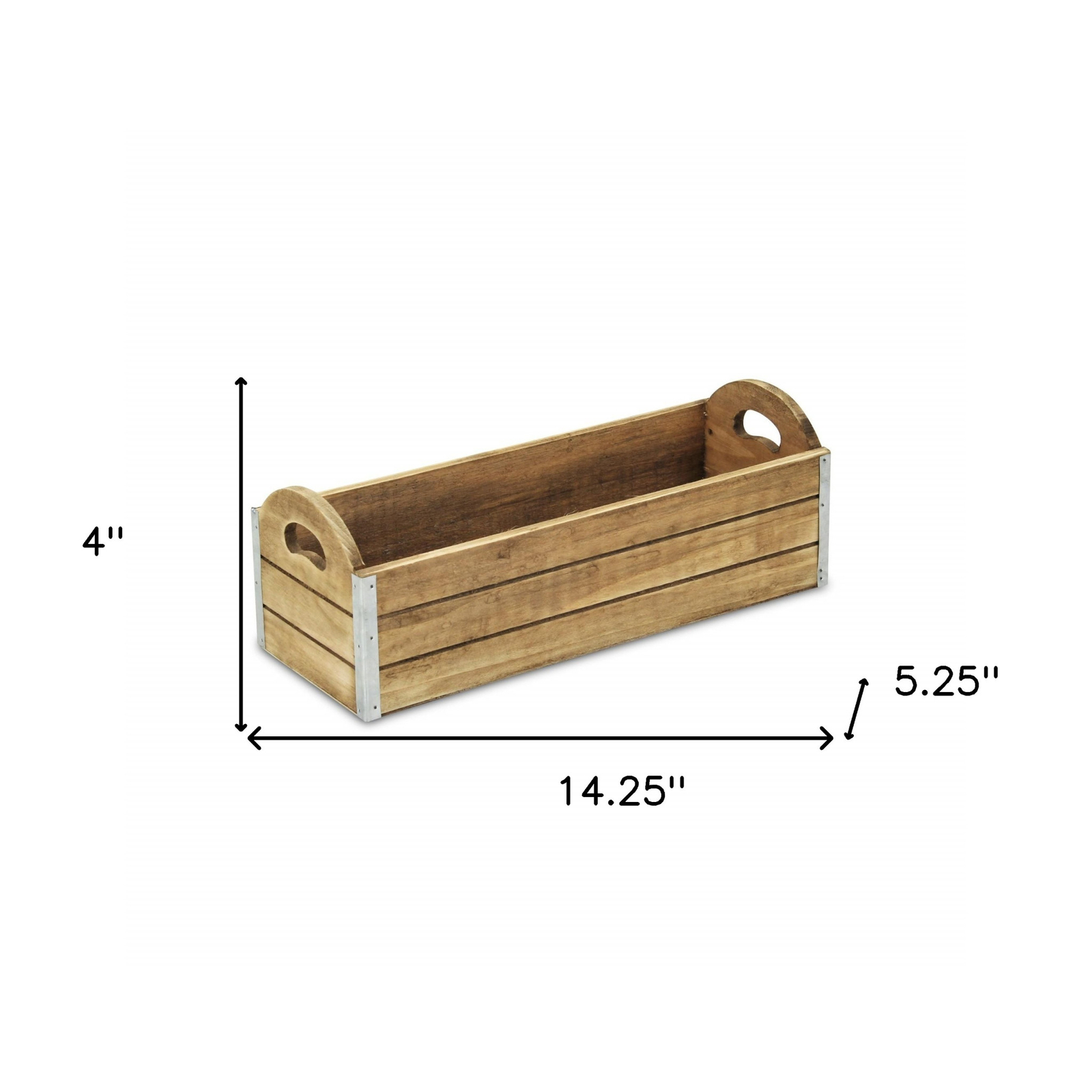 14″ Brown Solid Wood Organizer Box