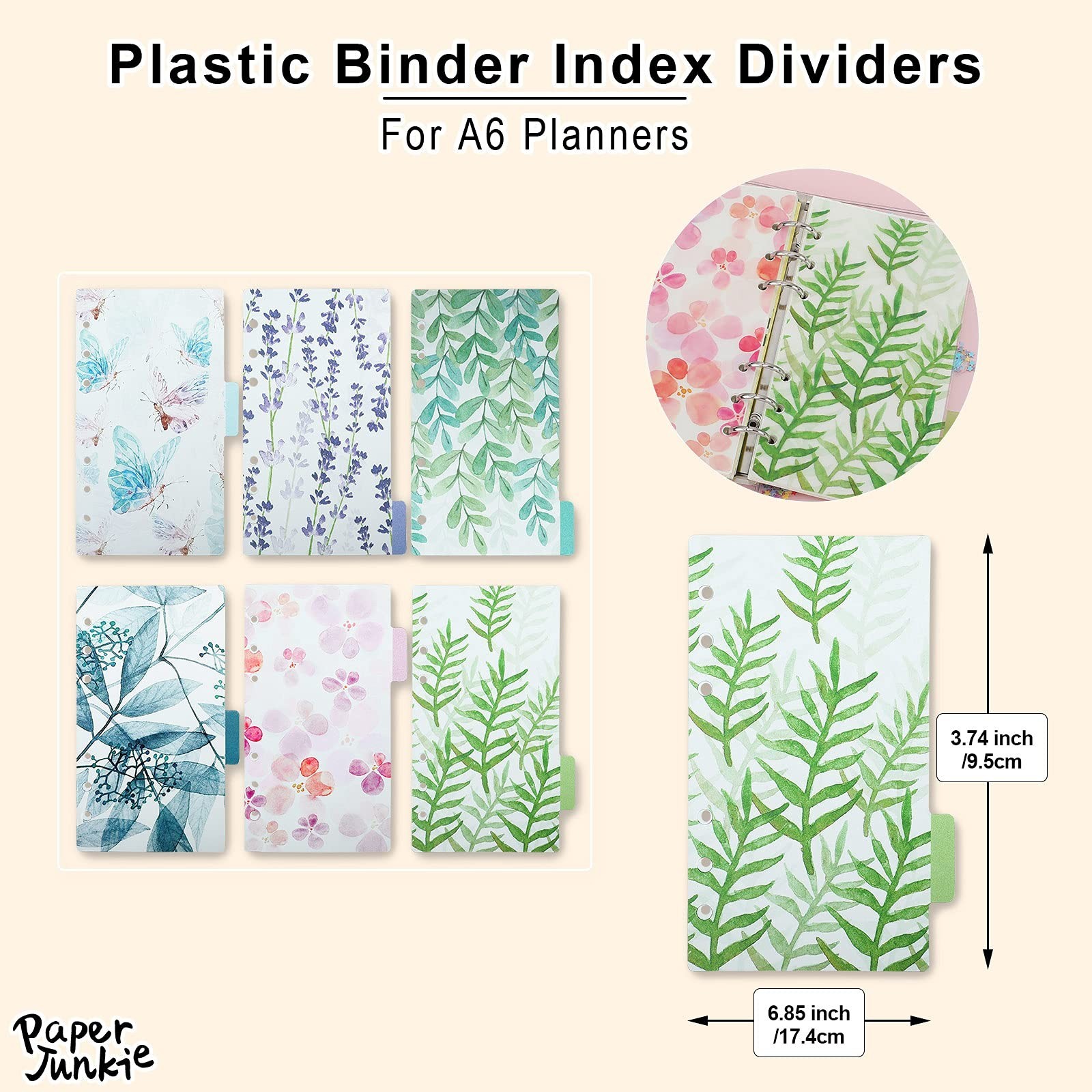 A6 Refill Paper set, 6 Plastic Binder inserts, 2 A6 Lined Refill Paper, 2 Bin…