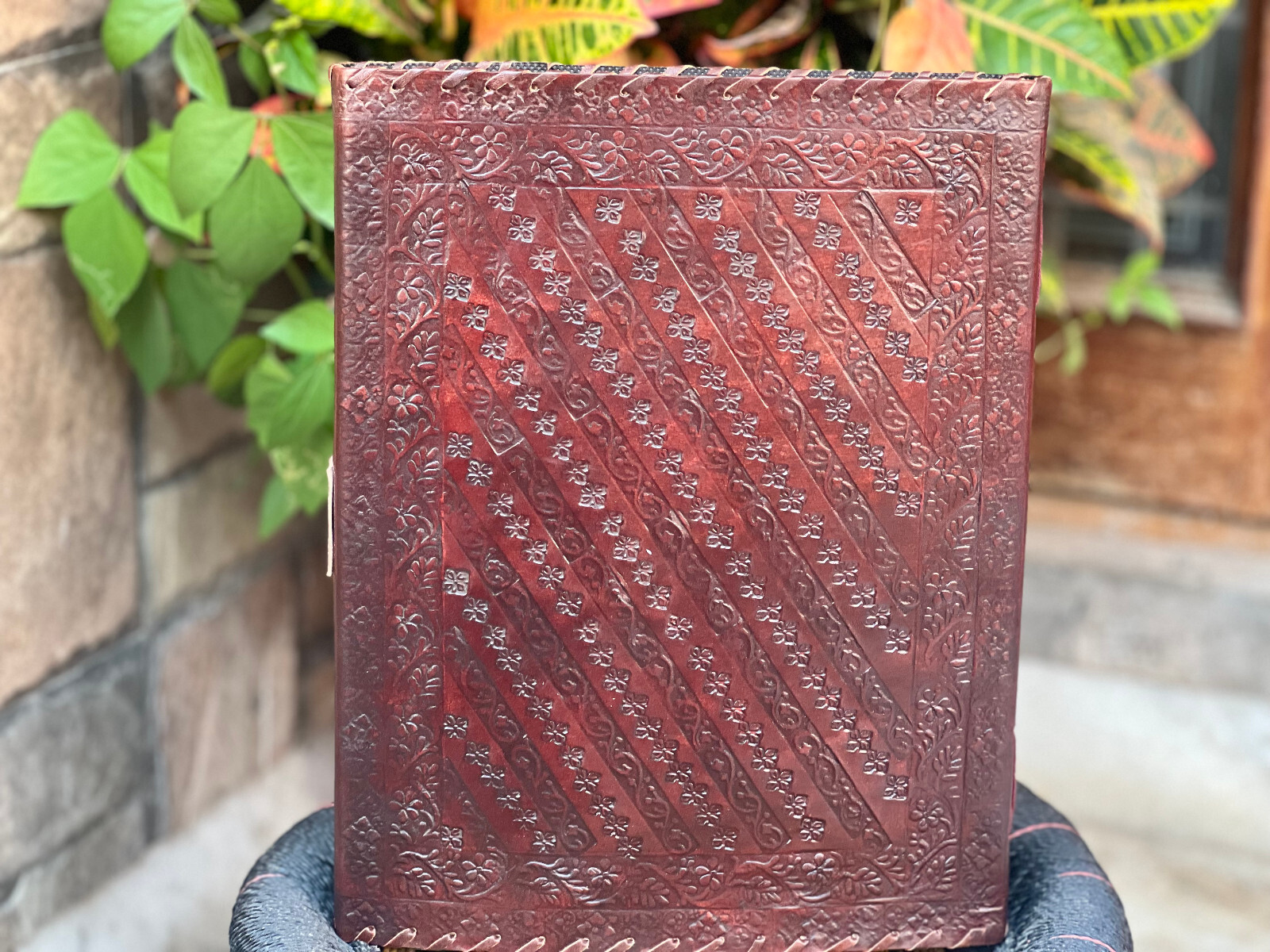 Leather Journal with Good Luck Star Paper Vintage Leather Diary Unlined Brown