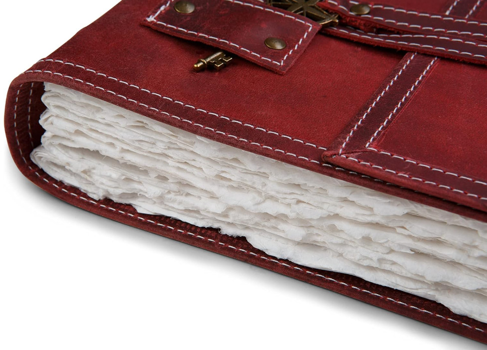 Red Leather Watercolor Journal 6x8in – Genuine Leather, 350 GSM Cold Press Paper