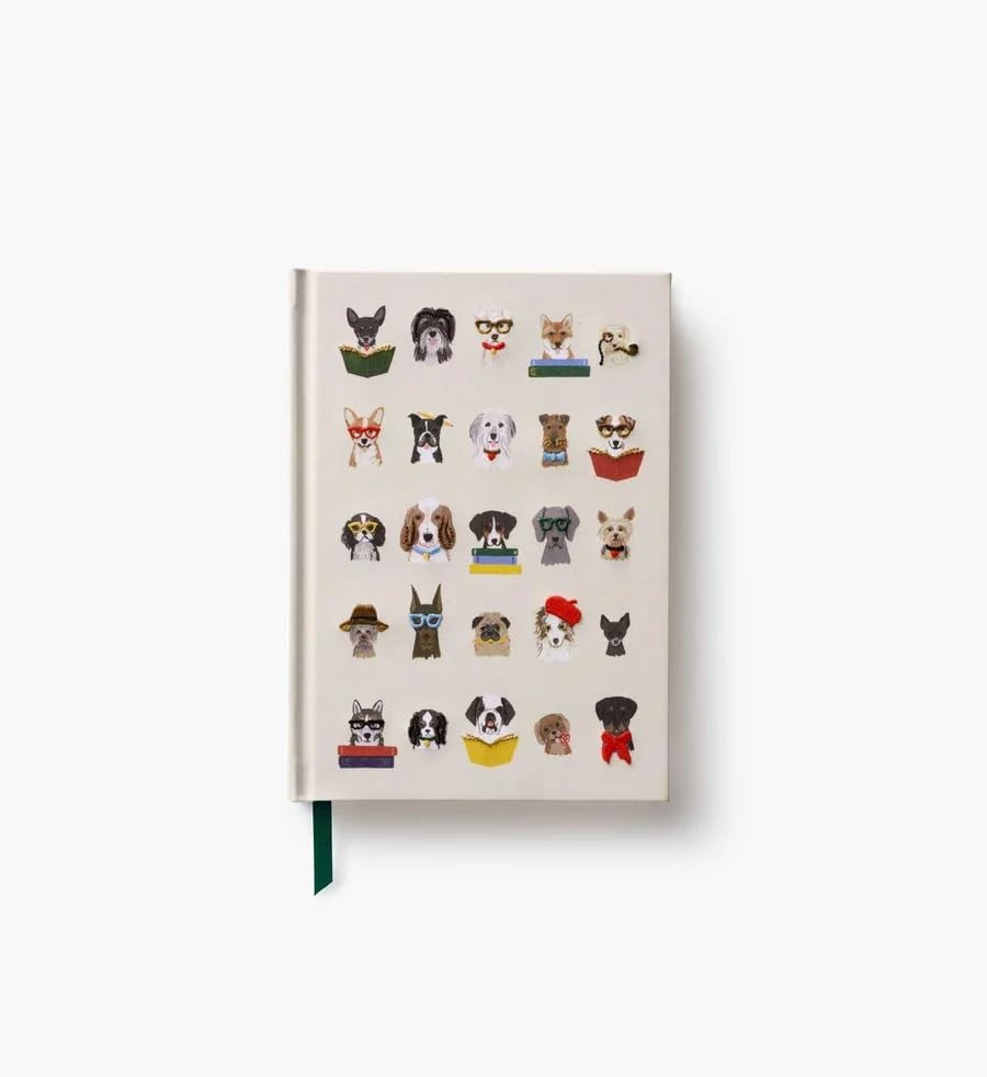 Studious Dogs Embroidered Journal 240 Lined Pages, 8″ L X 5.75″ W, Cloth Cover w