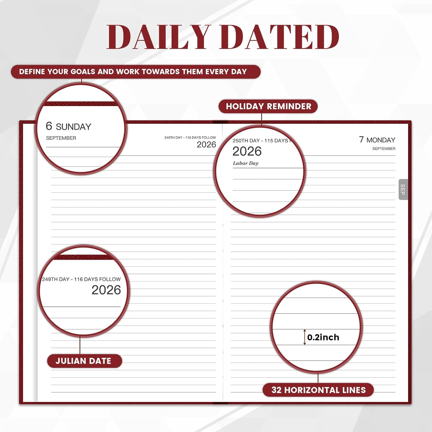 2026-2027 Diary – Diary Full Page Per Day, Daily Planner 2026-2027, Jul. 2026 –