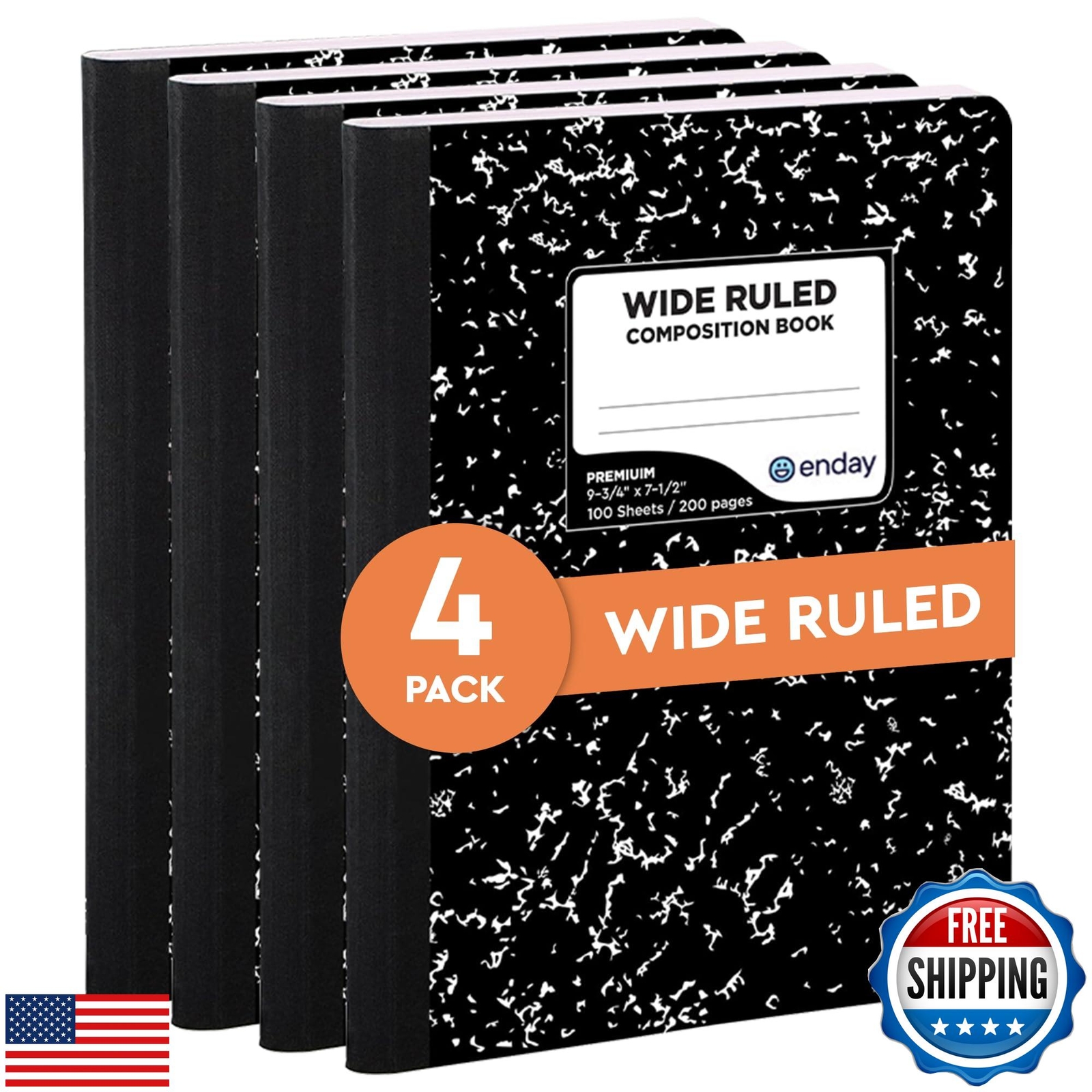 Marble Composition Notebook Wide Ruled Black and White Composition Books 100