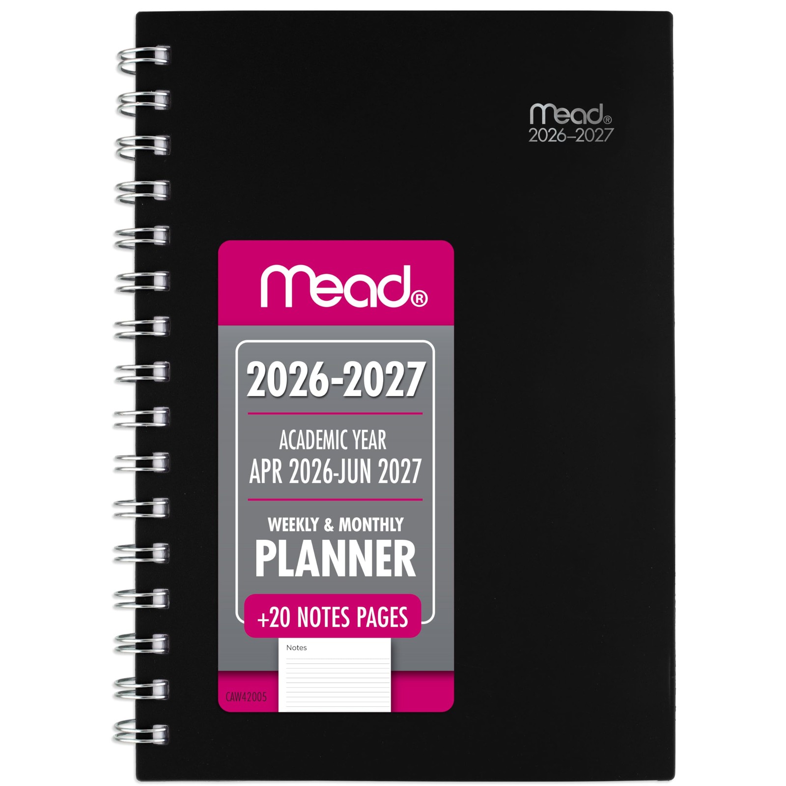Mead Planner 2026-2027 Weekly & Monthly Academic 5.5″W x 8.5″H, Black