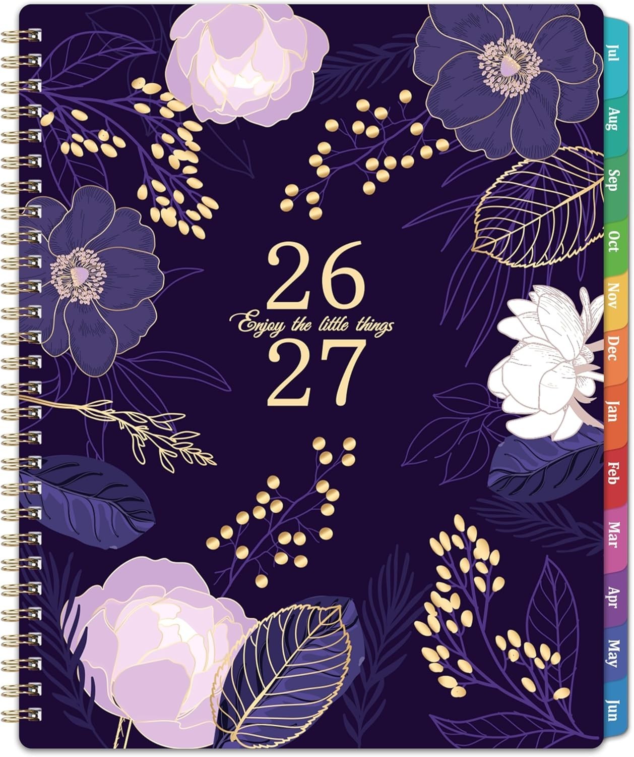 Elegant 2026-2027 Academic Planner | Twin-Wire Binding & Back Pocket | Purple