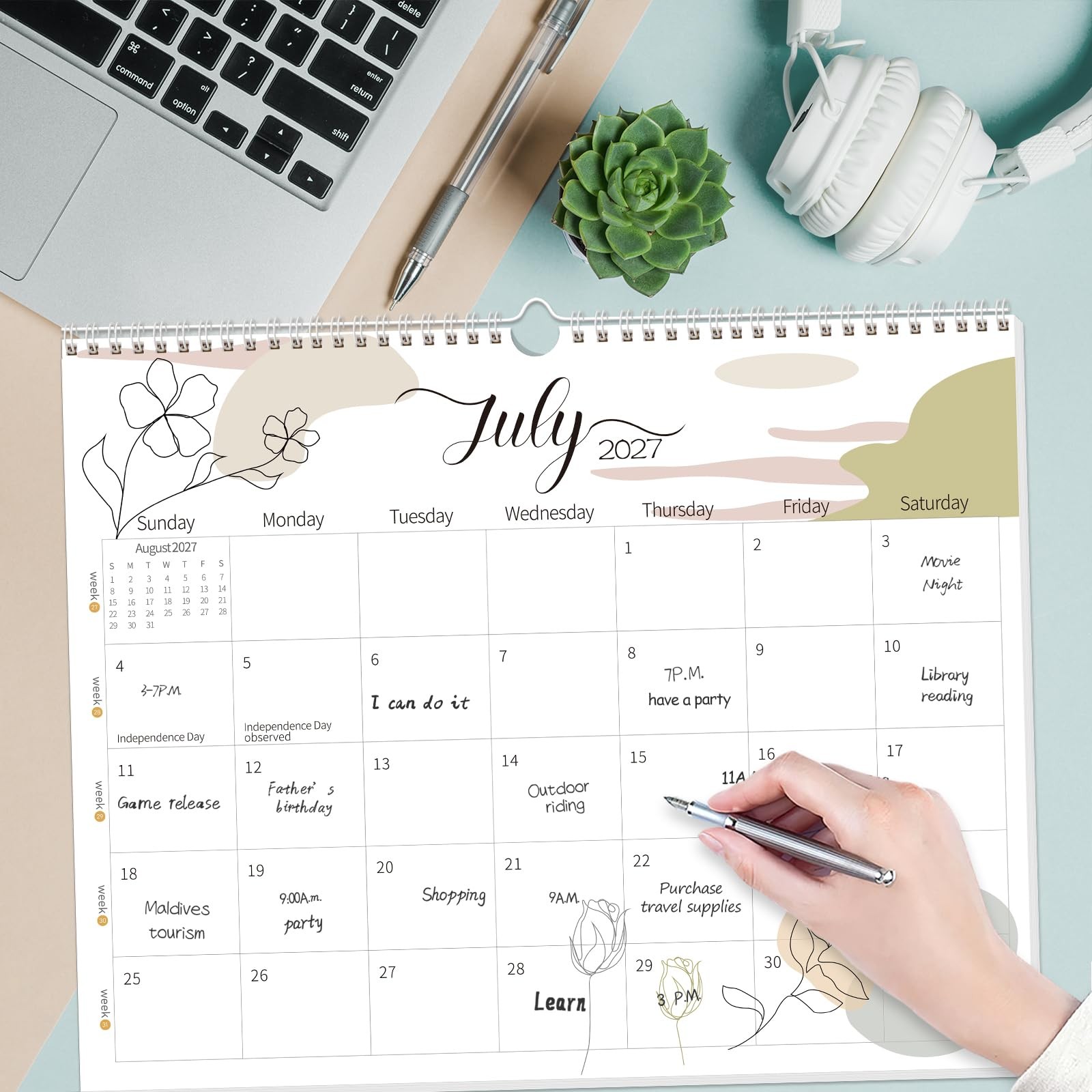 Guasslee Wall Calendar 2026-2027, 2026 Jun 2026 to Dec 2027, Colourful