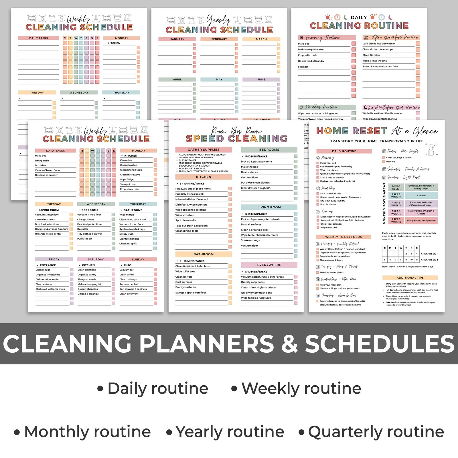 ADHD Cleaning Planner, and Organizing 1 Pack, Multi-colored