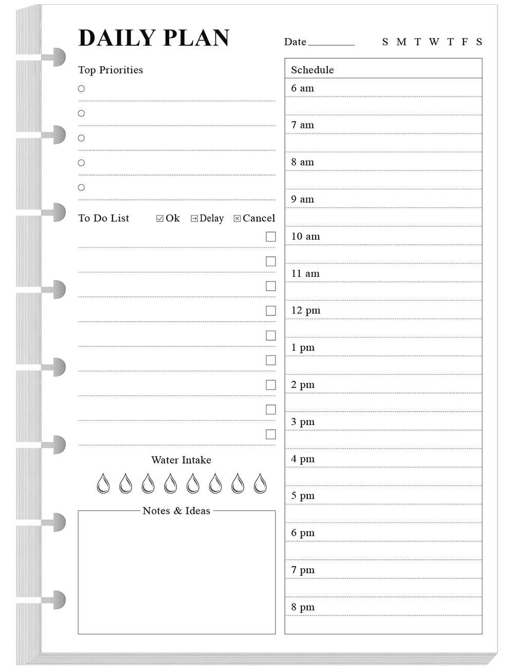 Junior Size To Do List Insert – 8-Disc Discbound Undated 100 Sheets, White
