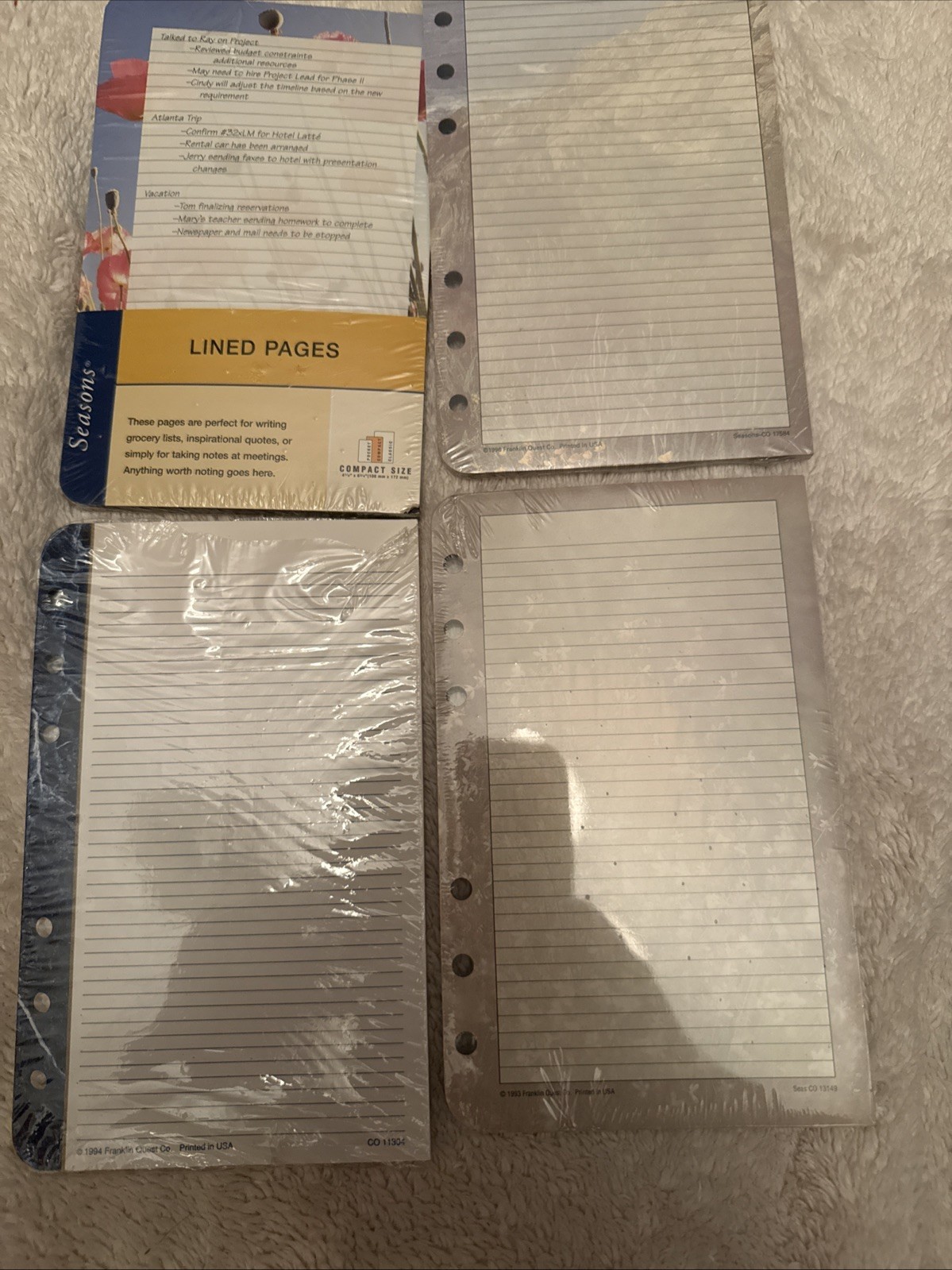 4 packs – Misc Refill Lined Pages – FranklinCovey Franklin Planner Compact Size