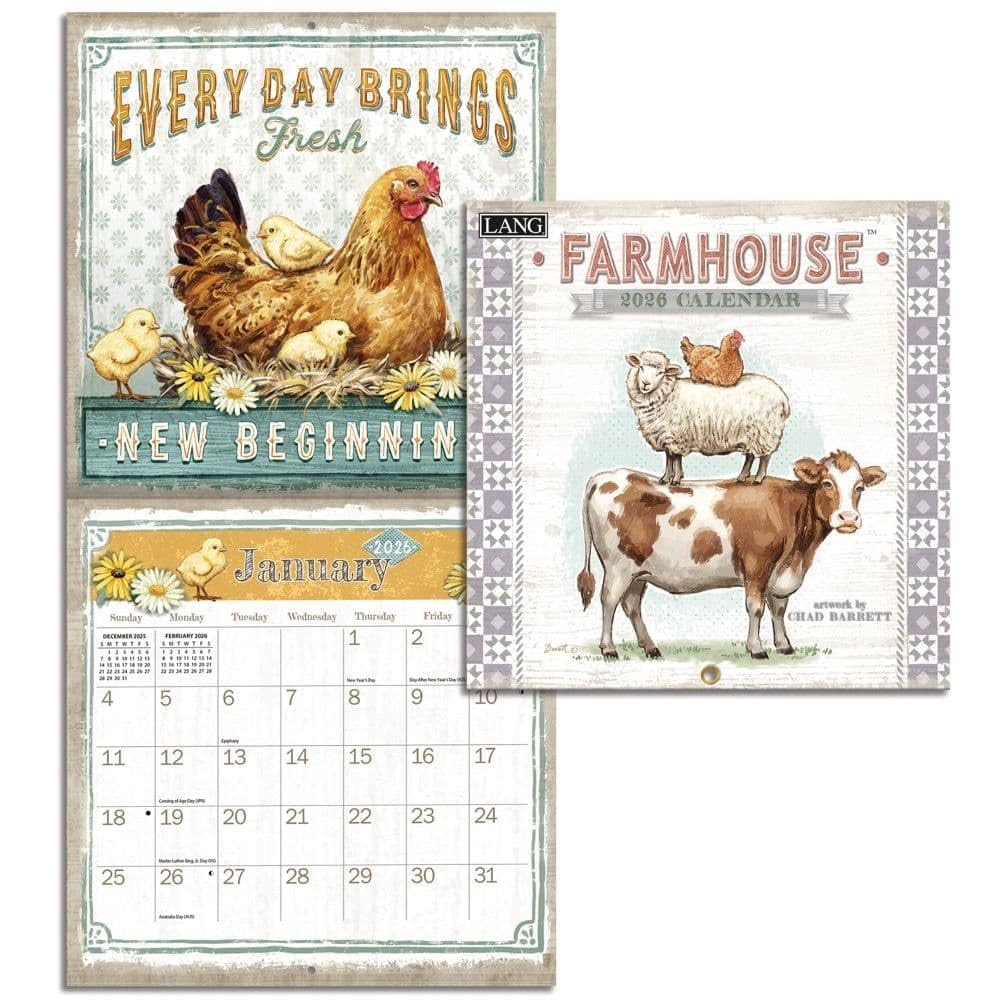 Lang, Farmhouse 2026 Mini Wall Calendar, 7” X 7”, 7″W x 0.2″H, 2026