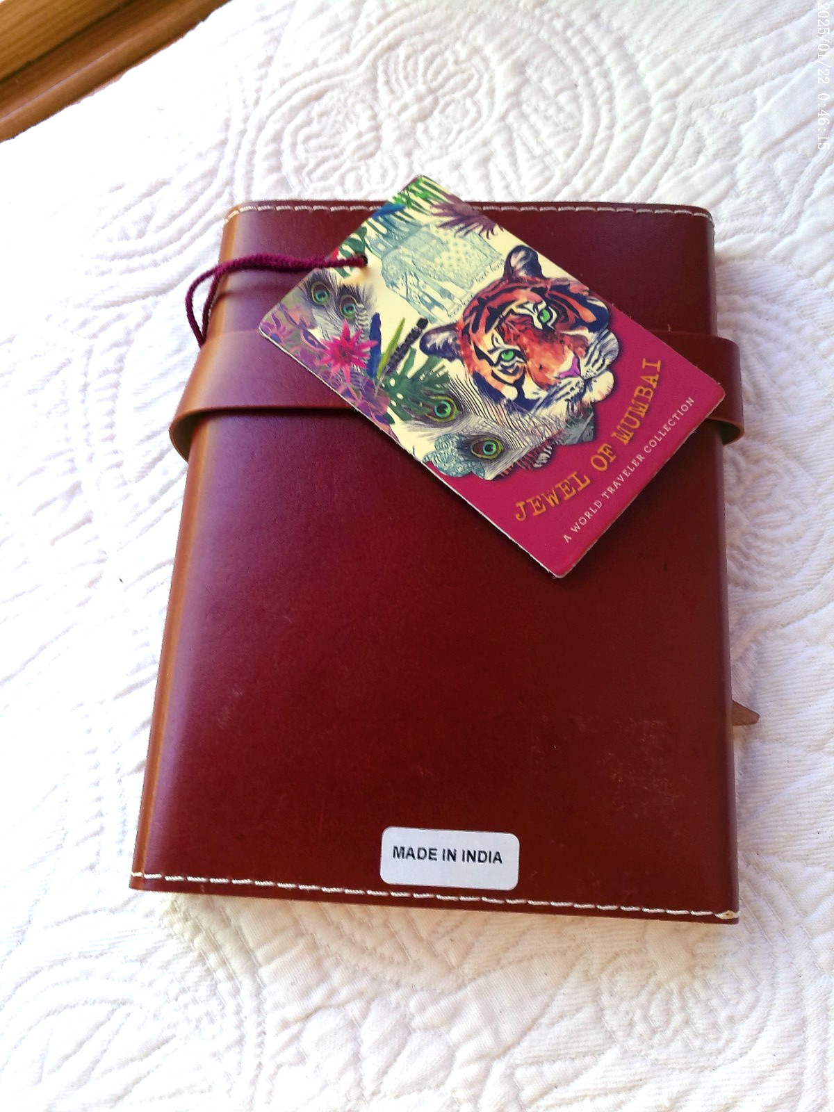 JEWEL OF MUMBAI HANDMADE BROWN LEATHER JOURNAL SATCHEL CLOSE 144 LINED PAGES