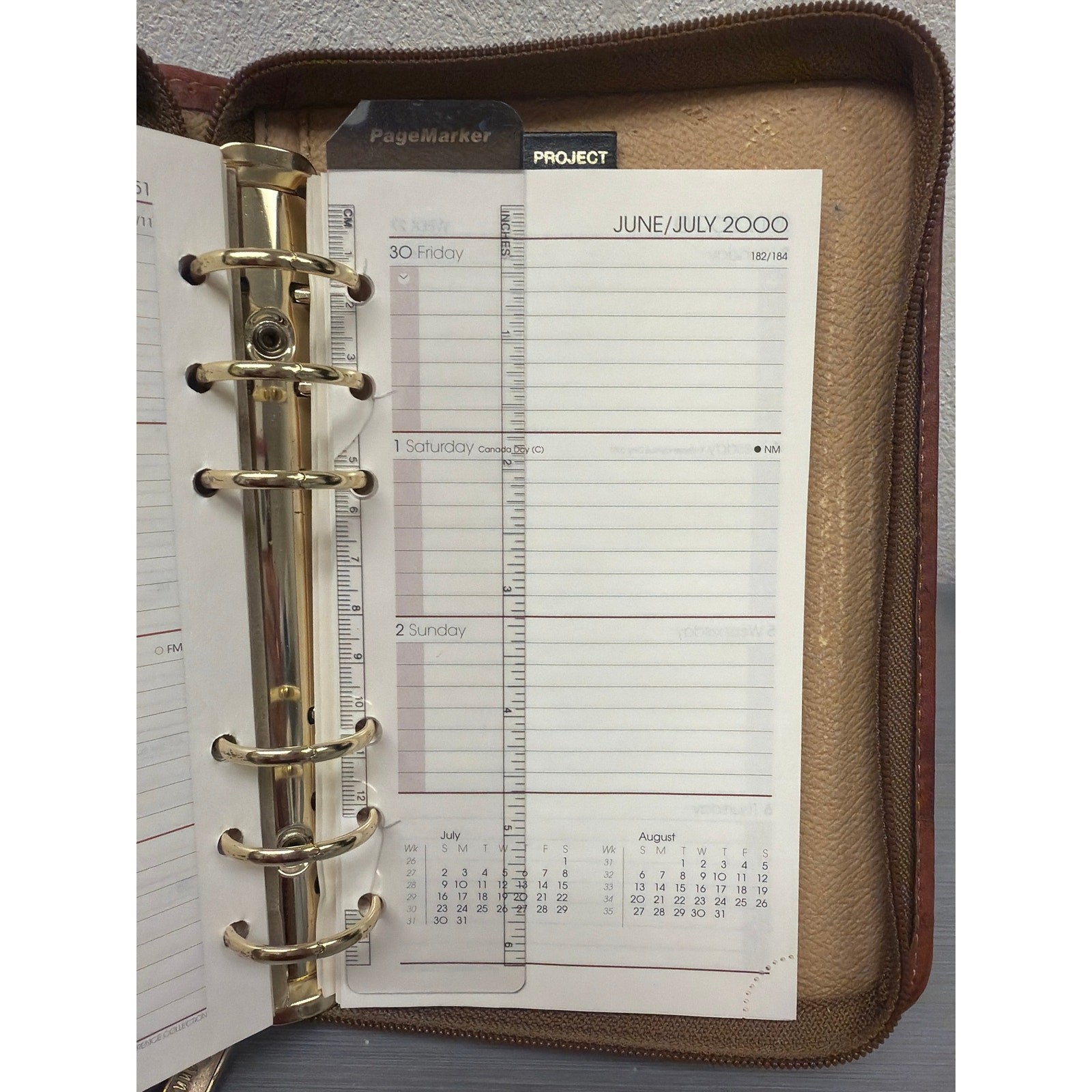 Vintage Hartmann Belting Leather Brown Zip Around Organizer Planner 6 Ring