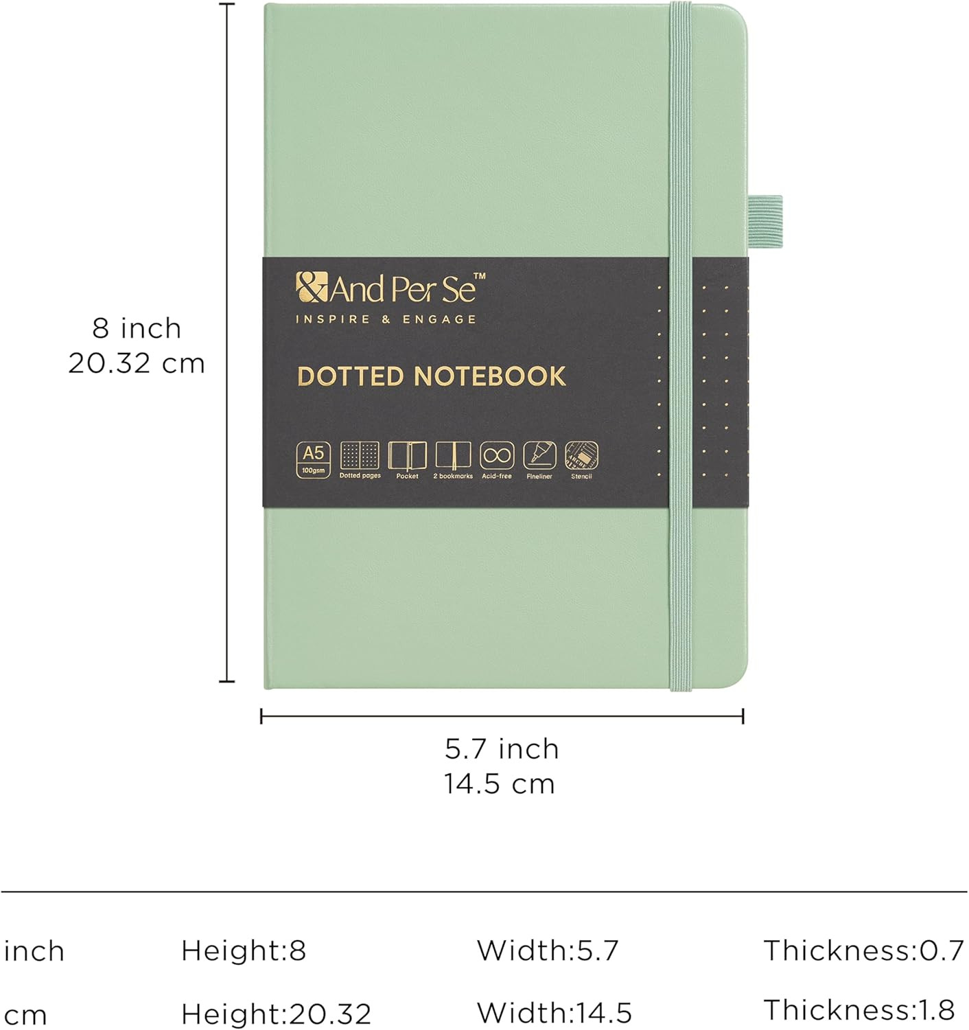 Bullet Dotted Journal Notebook, A5 Leather Hardcover, 176 Numbered Pages 100GSM