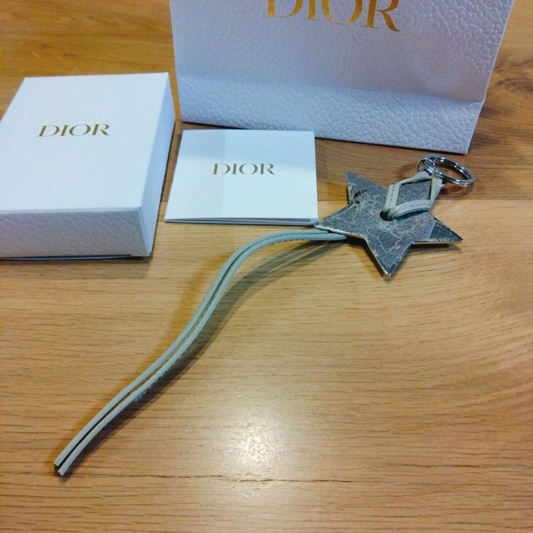 Dior Star Charm Fashion Accessory Novelty Gift Silver Gray Leather Metal