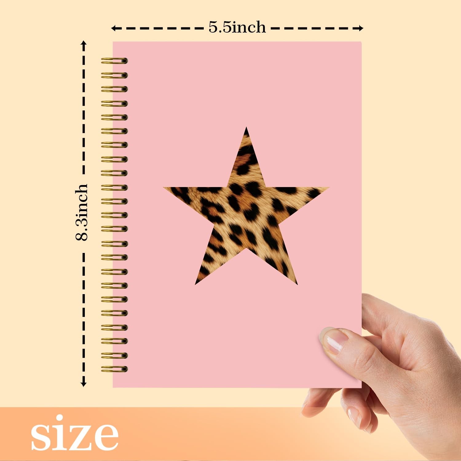NaZaUK Pink Preppy Leopard Notebook, Funky Y2K 8.0×5.0x0.5in, pink
