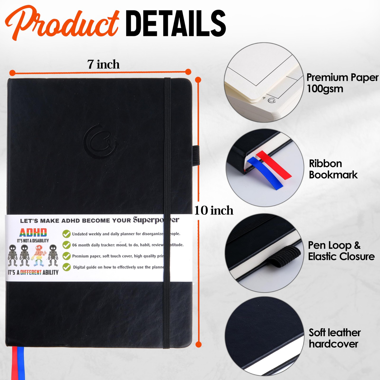 The Adhd Planner For Adults – 6 Month Undated Weekly Daily Full Focus Planner