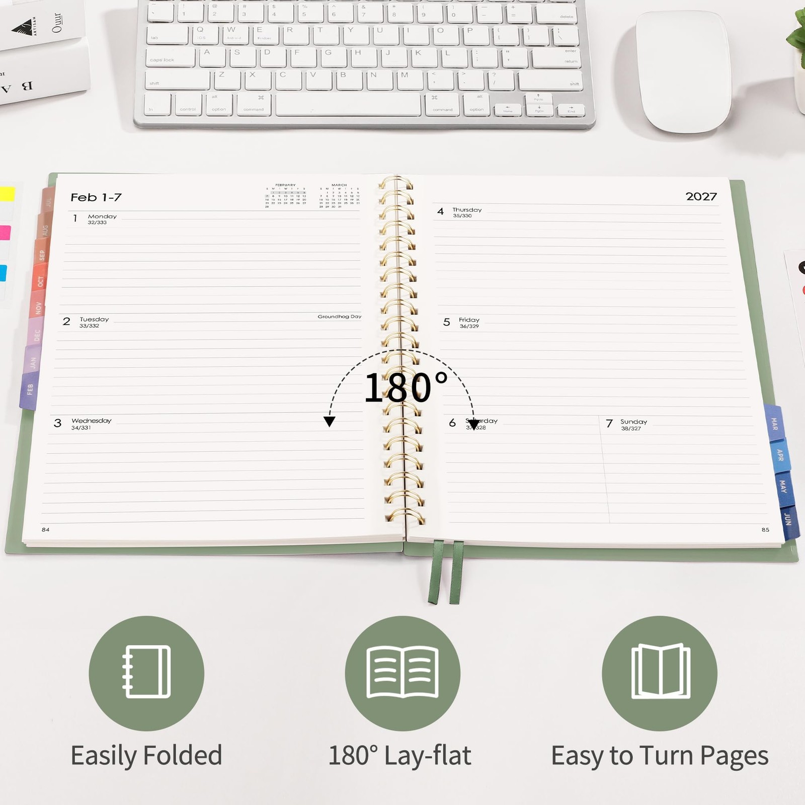 RETTACY Academic Planner 2026-2027, Weekly and 8.5″ x 11″, Light Green