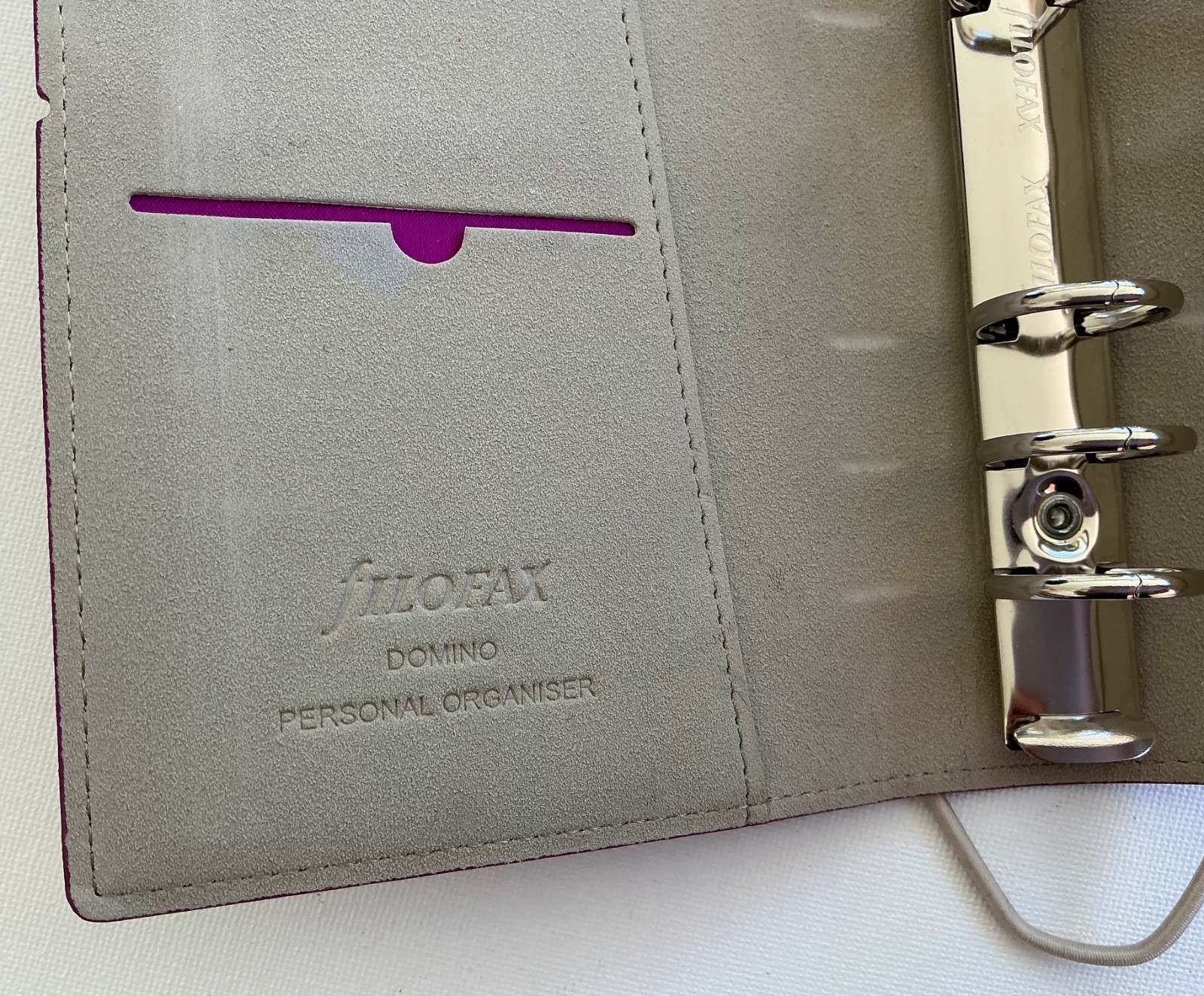 Filofax Domino Organizer, Personal Size, Purple with Contrast Stitching