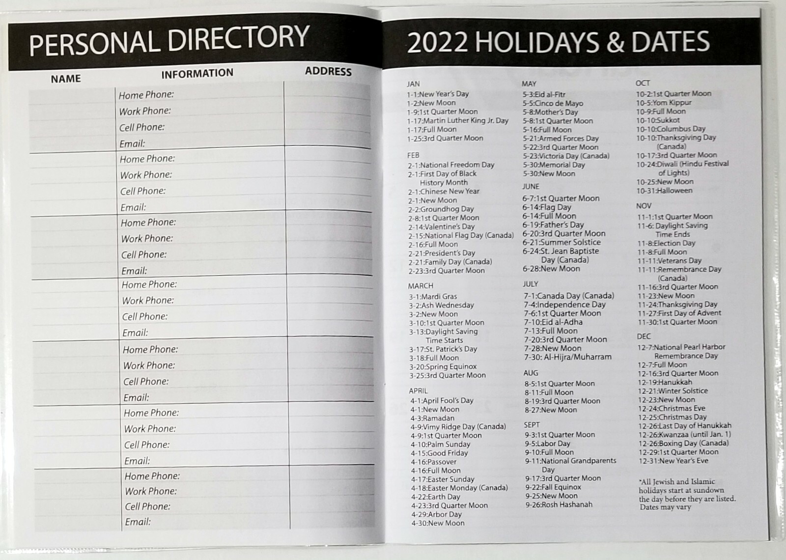 2022 Monthly planner, 6 1/2 in x 9 1/4 in