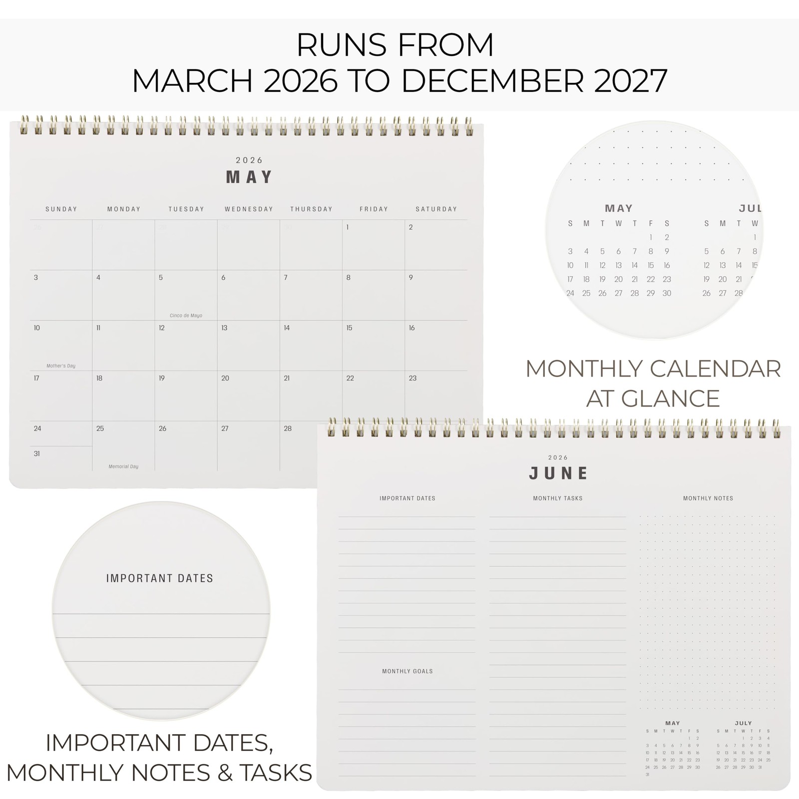 Sage 2026-2027 Monthly Planner Calendar Book 8.5 x 10.95 Inch