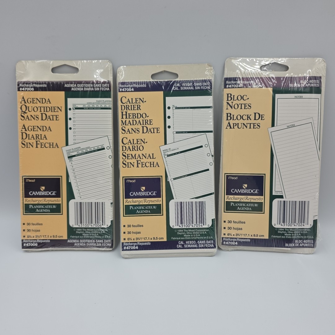 Mead Cambridge Refill Day Planner Daily 47006 Notepad 47024 Weekly 47054 1994