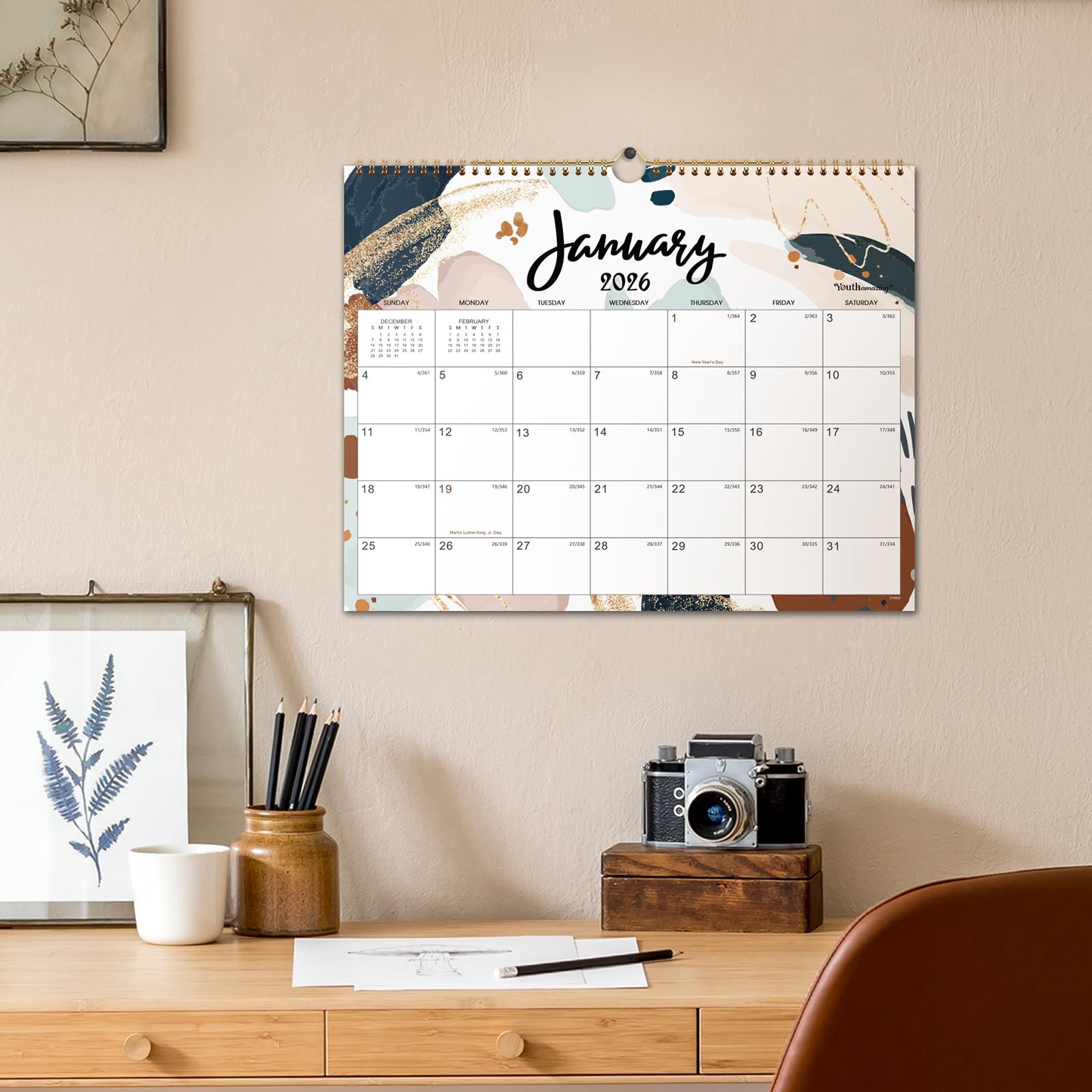 2026 Wall Calendar – 12 Months Hanging 2026 from Jan. 14.8″ x 11.6″