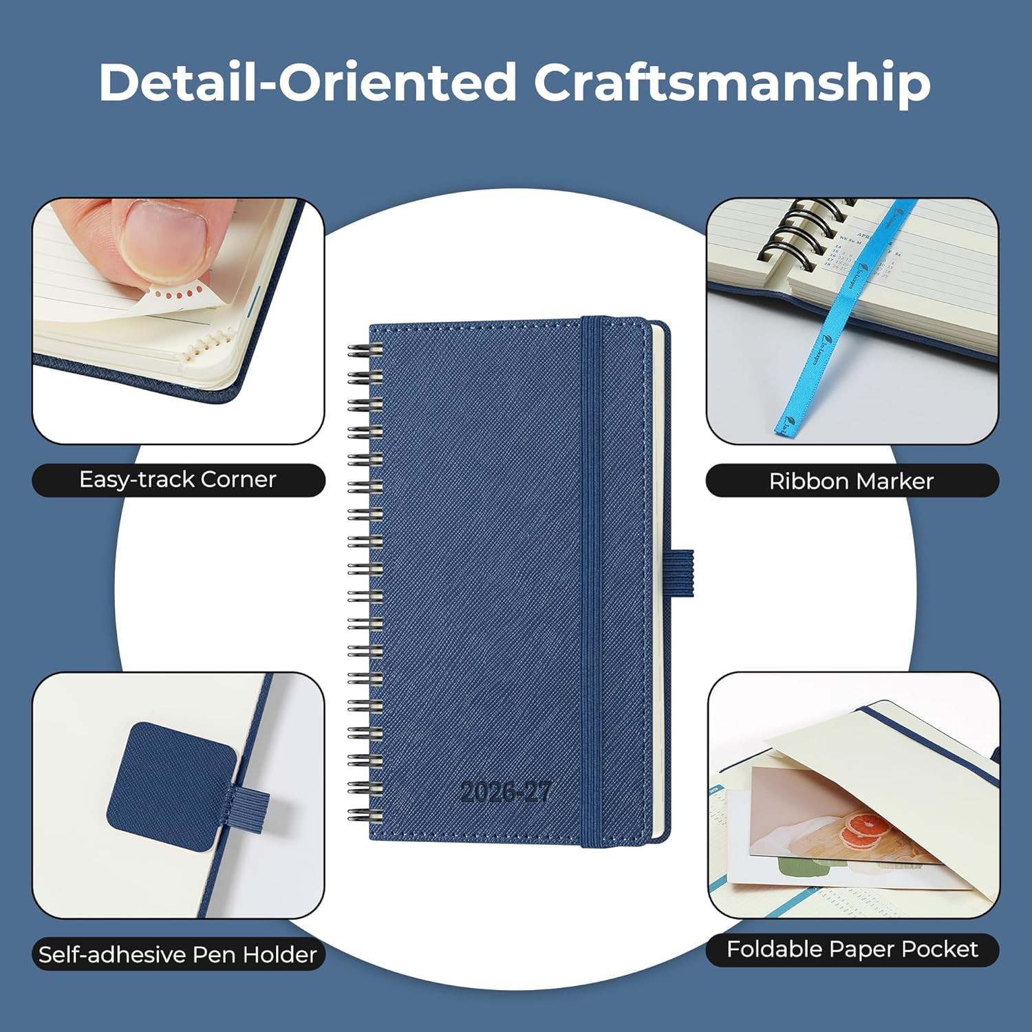 Planner 2026-2027 Daily Weekly and Monthly,6.5″X3.75″,18 Months Spiral Bound Cal