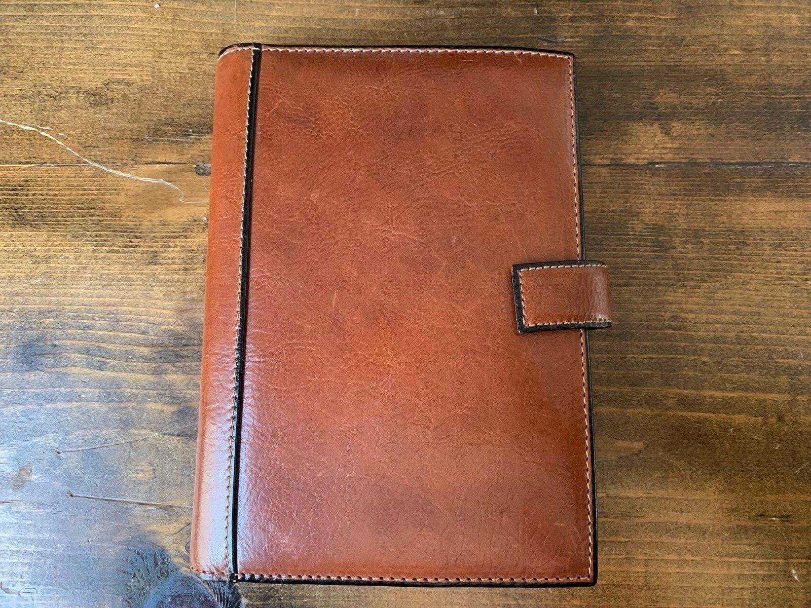 Vintage Tumi Desk Agenda Planner Organizer Brown Leather Stitched
