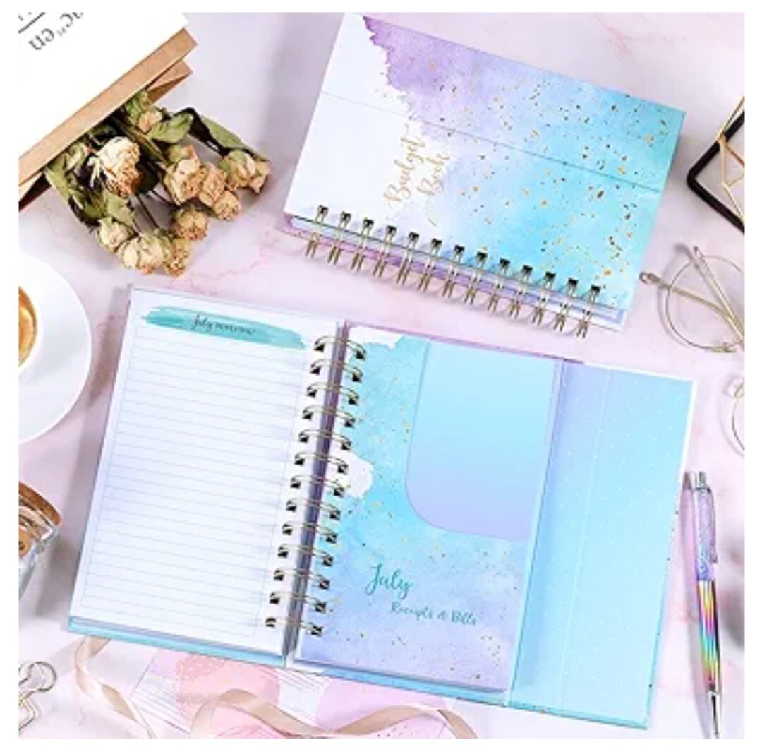 Budget Planner~12 Month Undated Budget Book~Expense Tracker~5.3″x7.6″ Pink/Blue