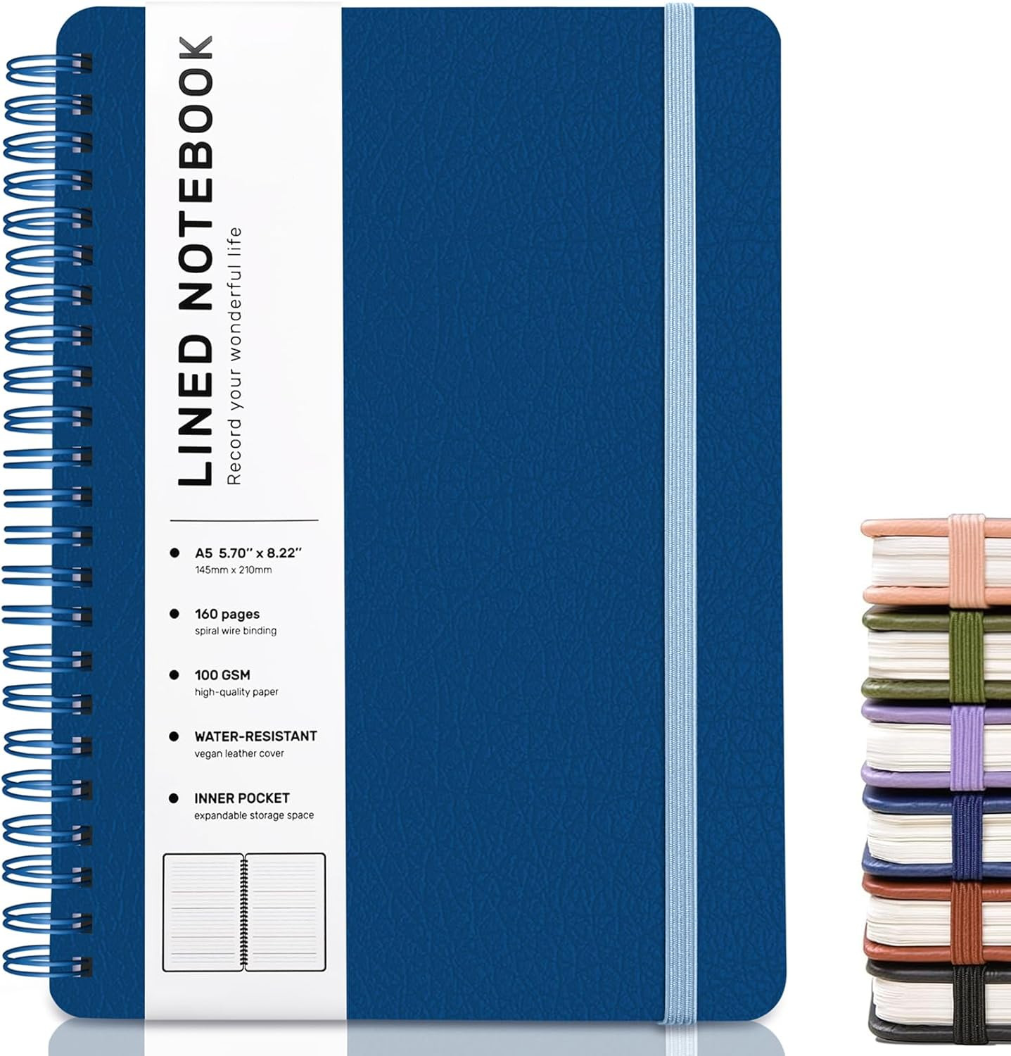 Lined Spiral Journal Notebook with 160 Pages, 8×5.7in, A5 Spiral Notebook, Journ