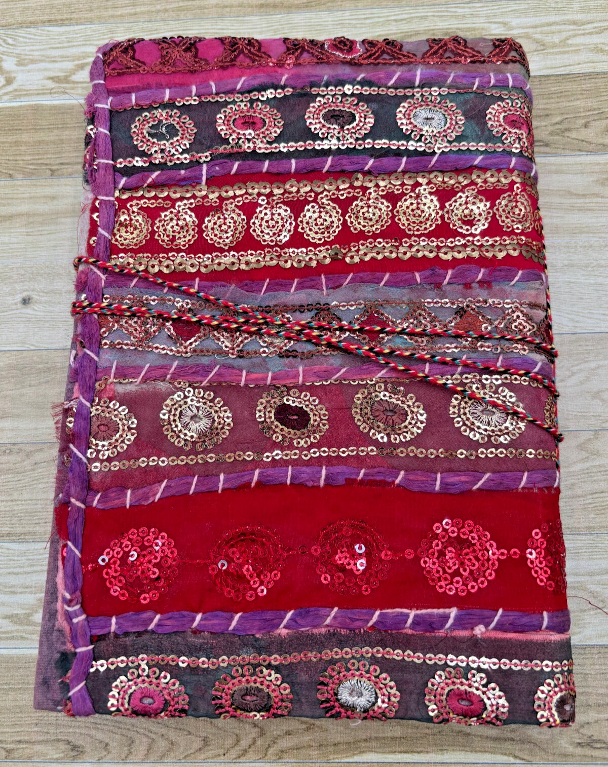 Hand Crafted Fabric Writing Drawing Notebook Diary Sequined and Shell Embellish