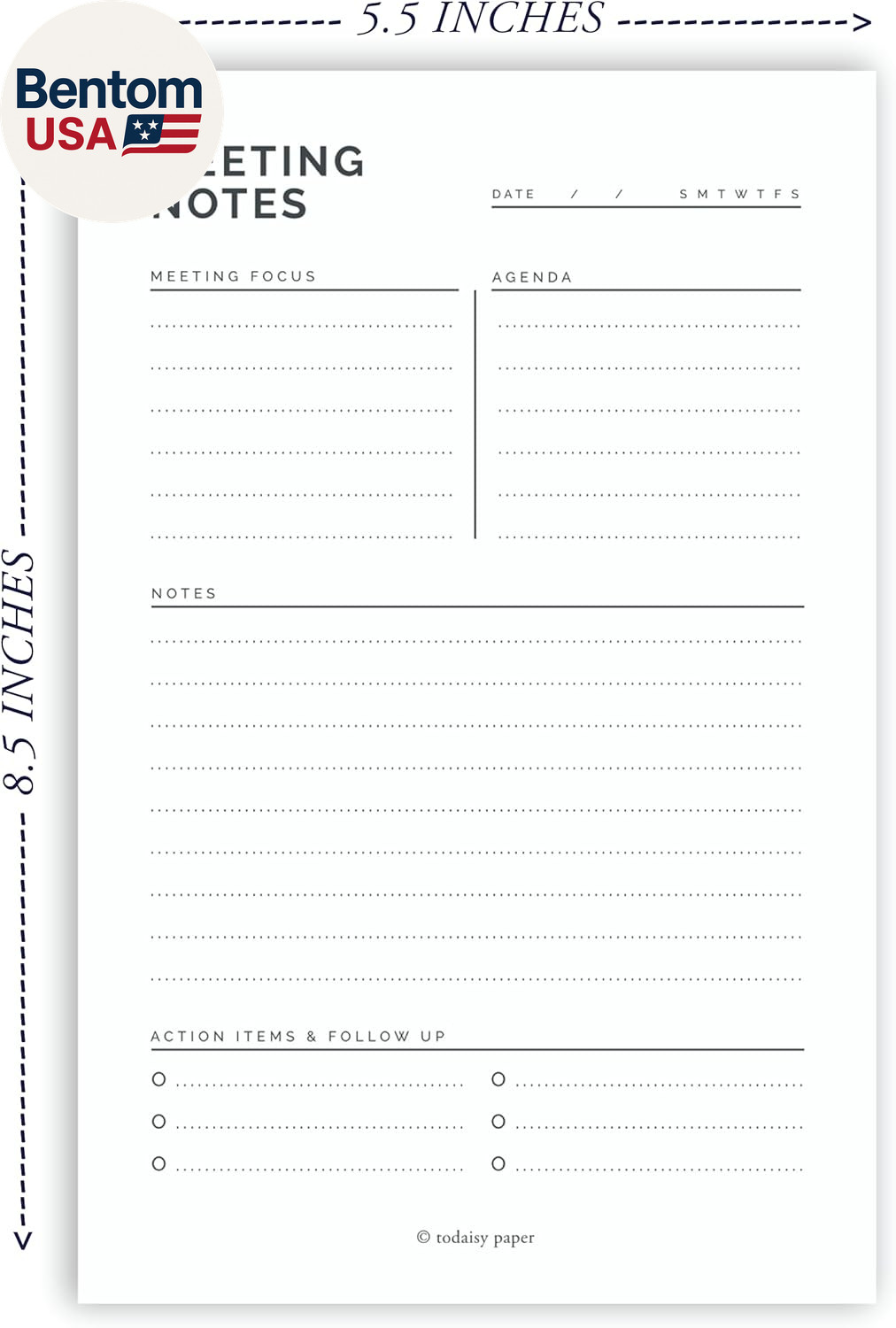 Meeting Planner Notepad 5.5 X 8.5″ Meeting Agenda Sheets, Meeting Schedule Notep
