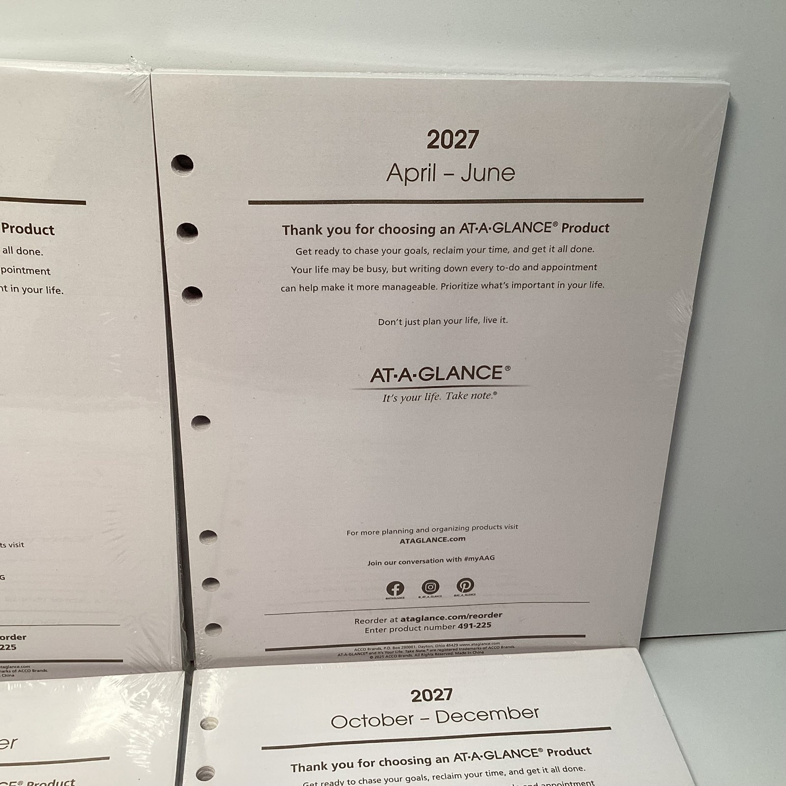 AT-A-GLANCE 491-225 Desk Planner Refill Pages Full Year 2027 8.5″ x 11″