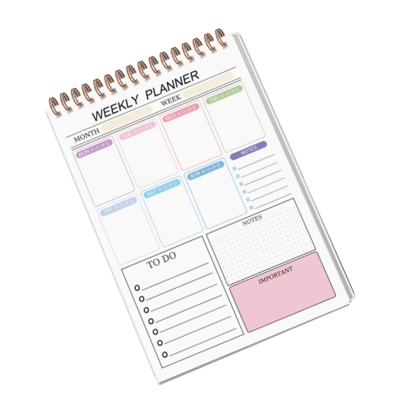 Weekly Planners Notepads With Coil Binding And Waterproof PP Cover For Daily