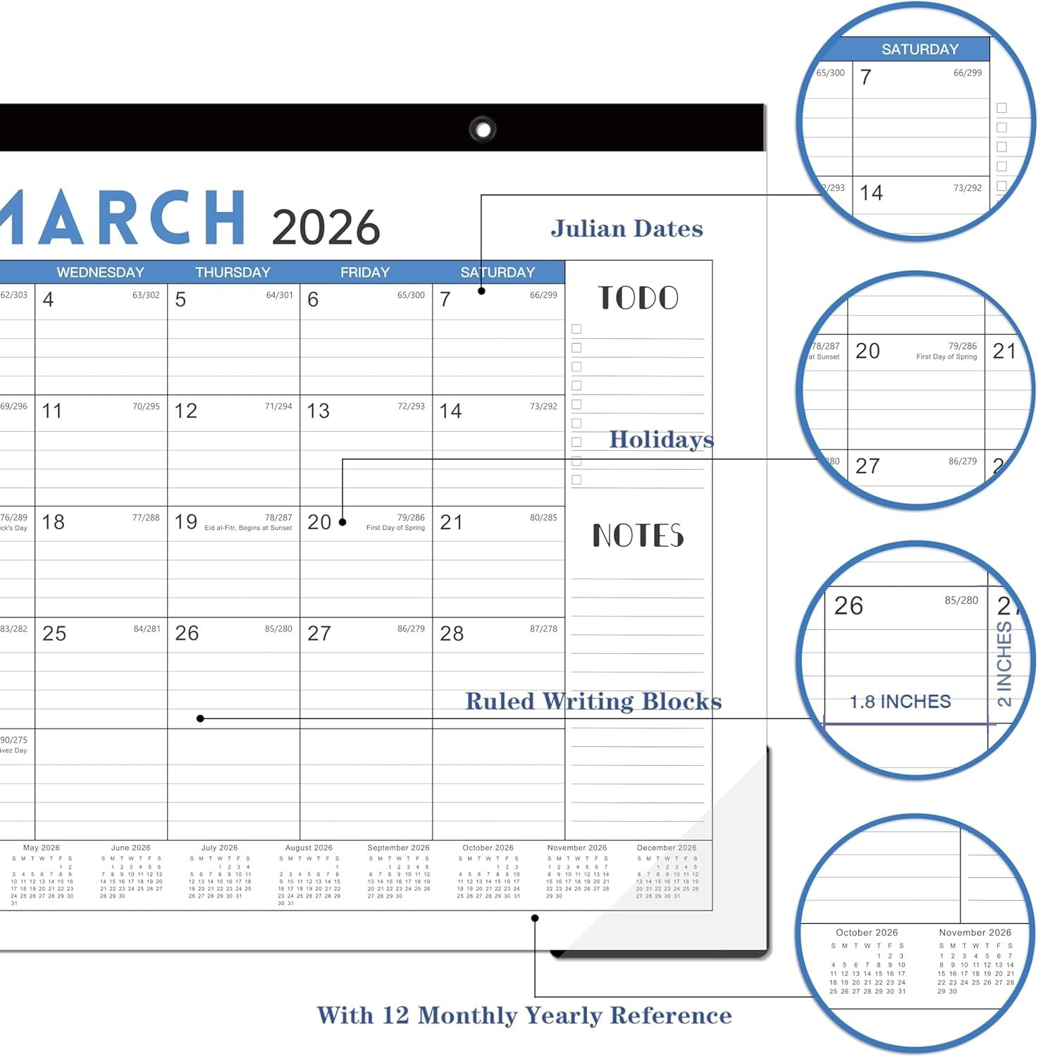 2026 Desk Calendar, 17″ x 12″ Calendar 2026, JAN x 12″, Colorful