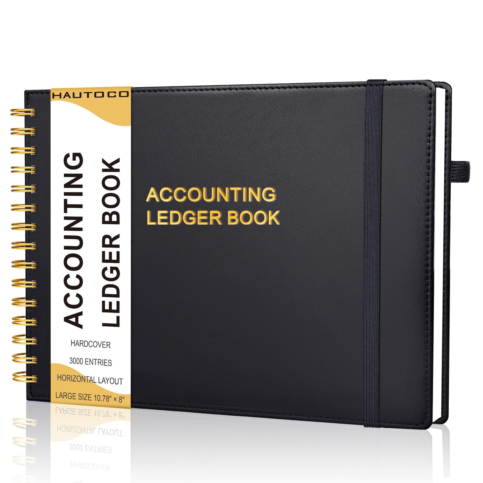 HAUTOCO Hardcover Accounting Ledger Book for Small Business Bookkeeping Black