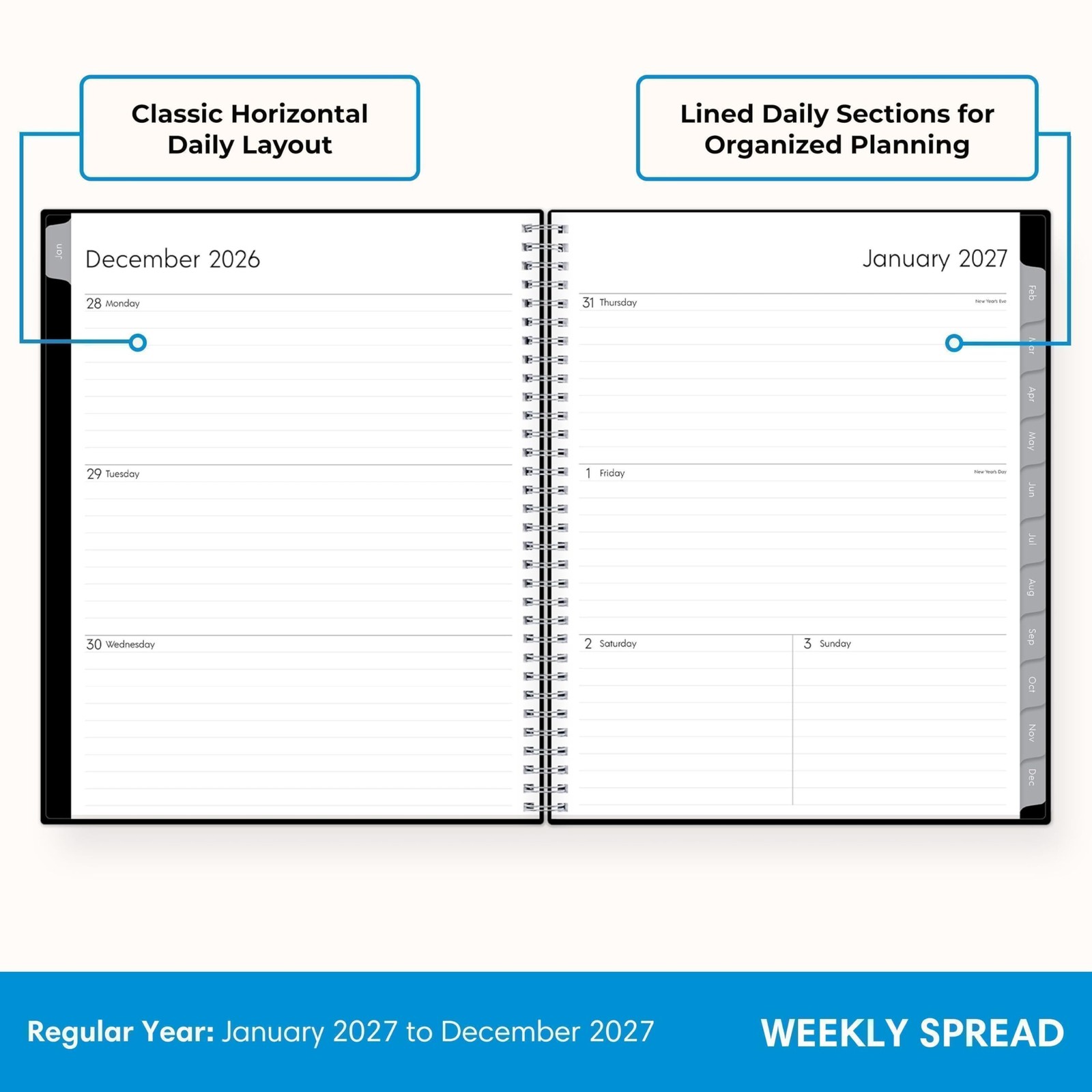 Blue Sky 2027 Weekly and Monthly Planner Calendar, Includes January 2027 – De…
