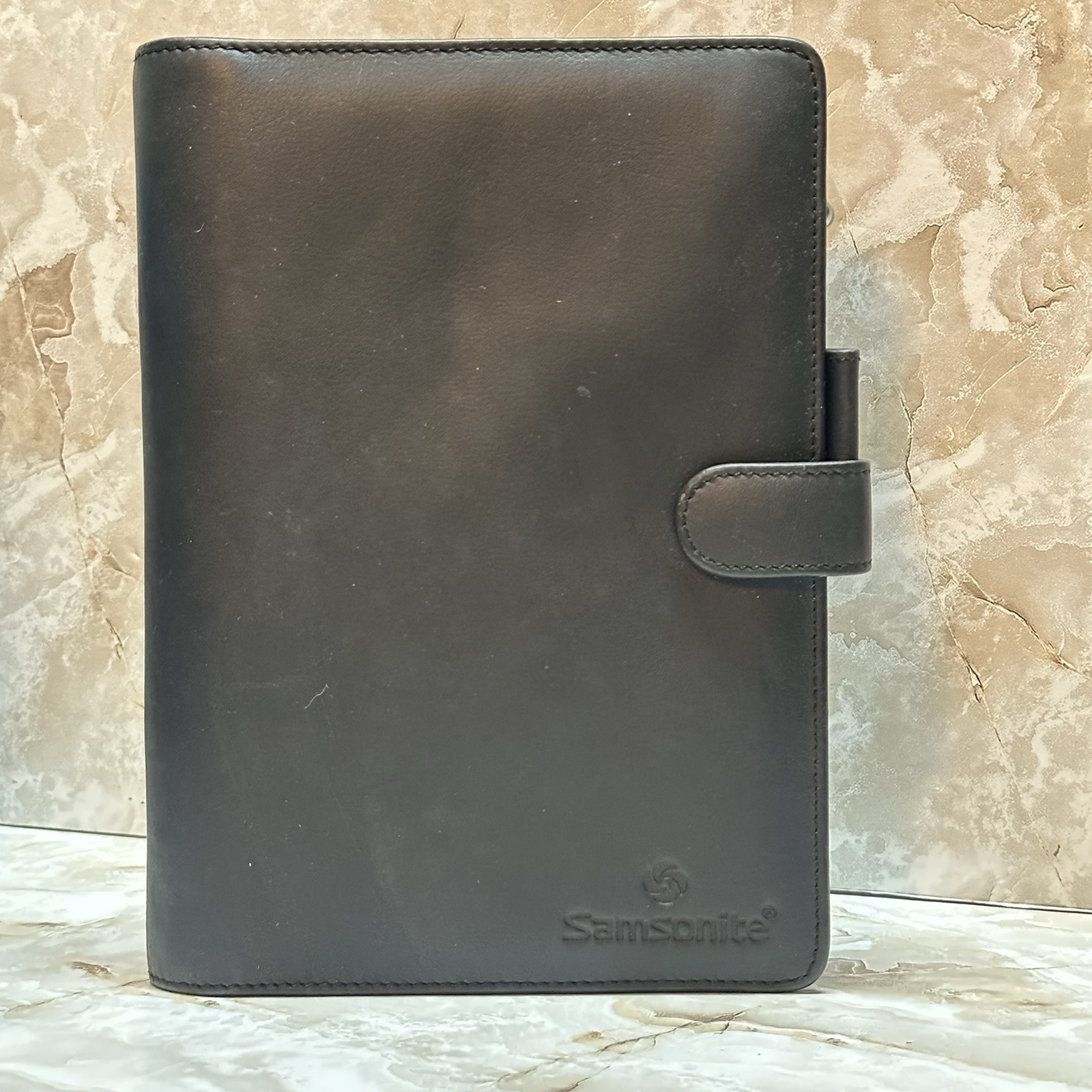 Vtg 2002 (Repeat 2030) Samsonite Leather Business Portfolio Black Planner Unused