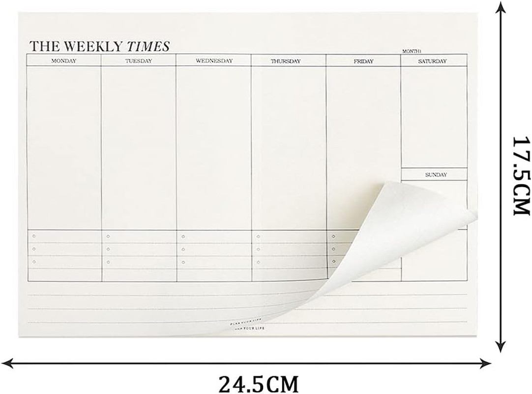 60 Sheets Weekly Pad, Tear Off Weekly Planner Notepad with Daily Schedule Weekly