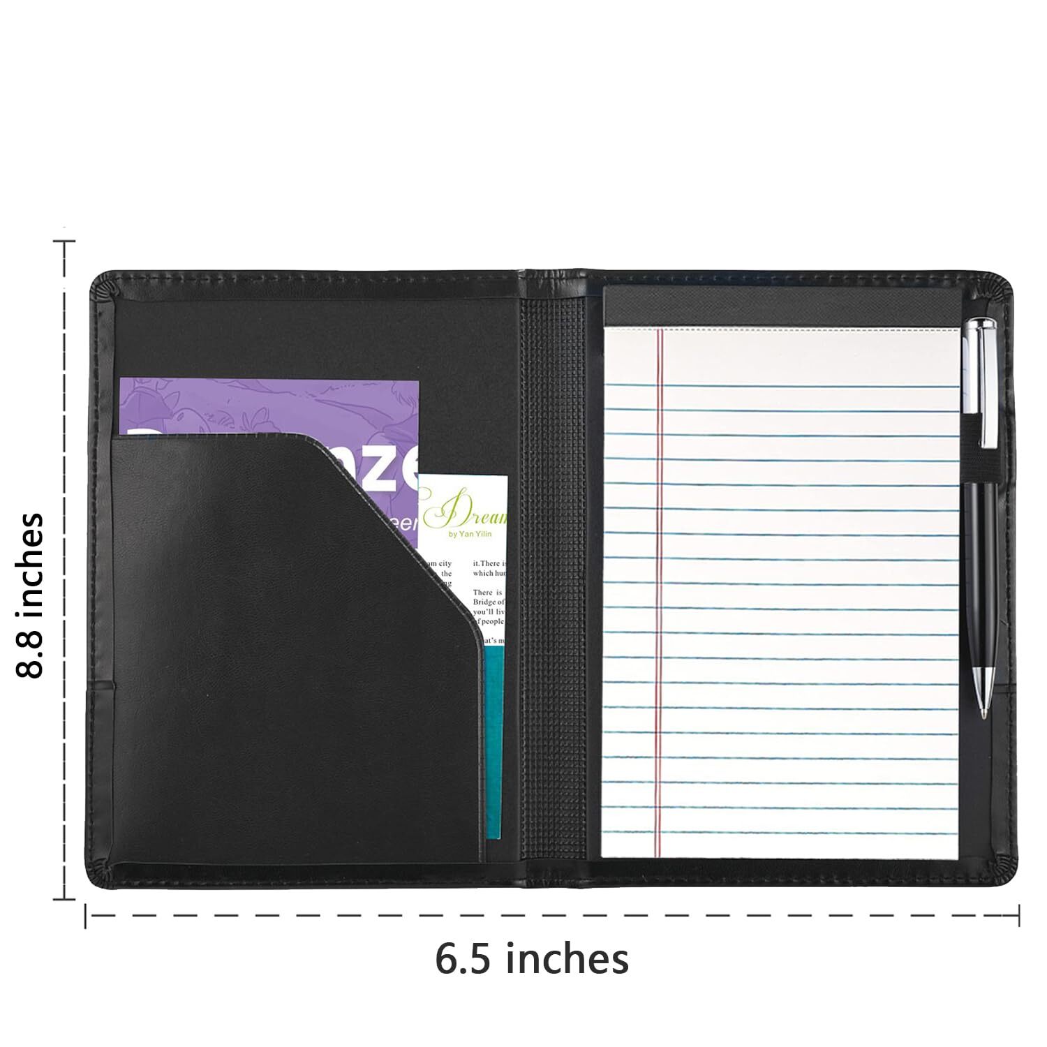 Mini Padfolio Portfolio Binder 5×8 Legal Notepad Document Organizer Black