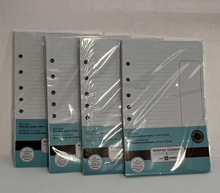 Martha Stewart Avery Filler Paper Project Planner Sheets 5.5 x 8.5 200 Sheets